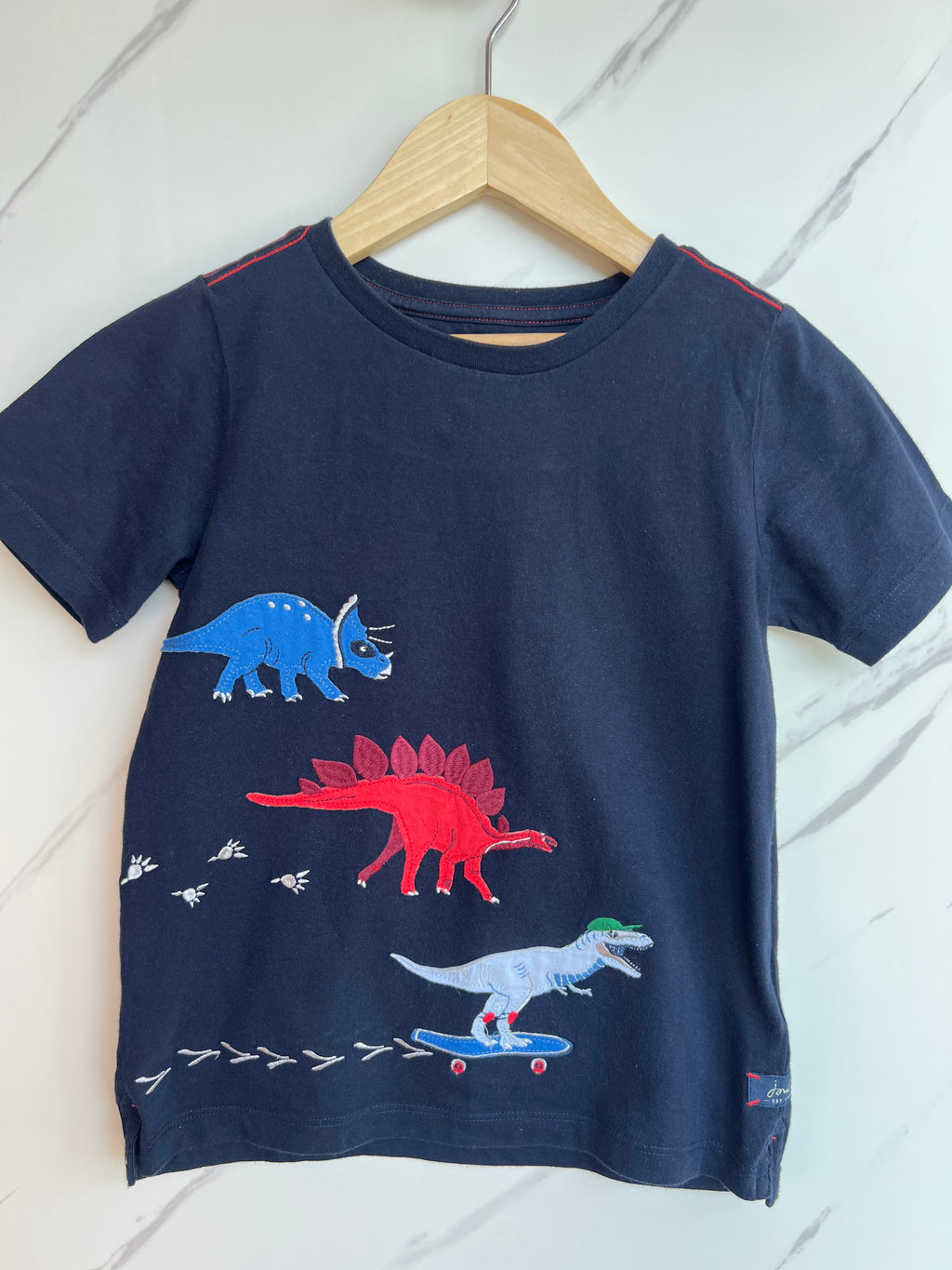 Joules Navy Skateboarding Dinos T-Shirt Age 7 Years