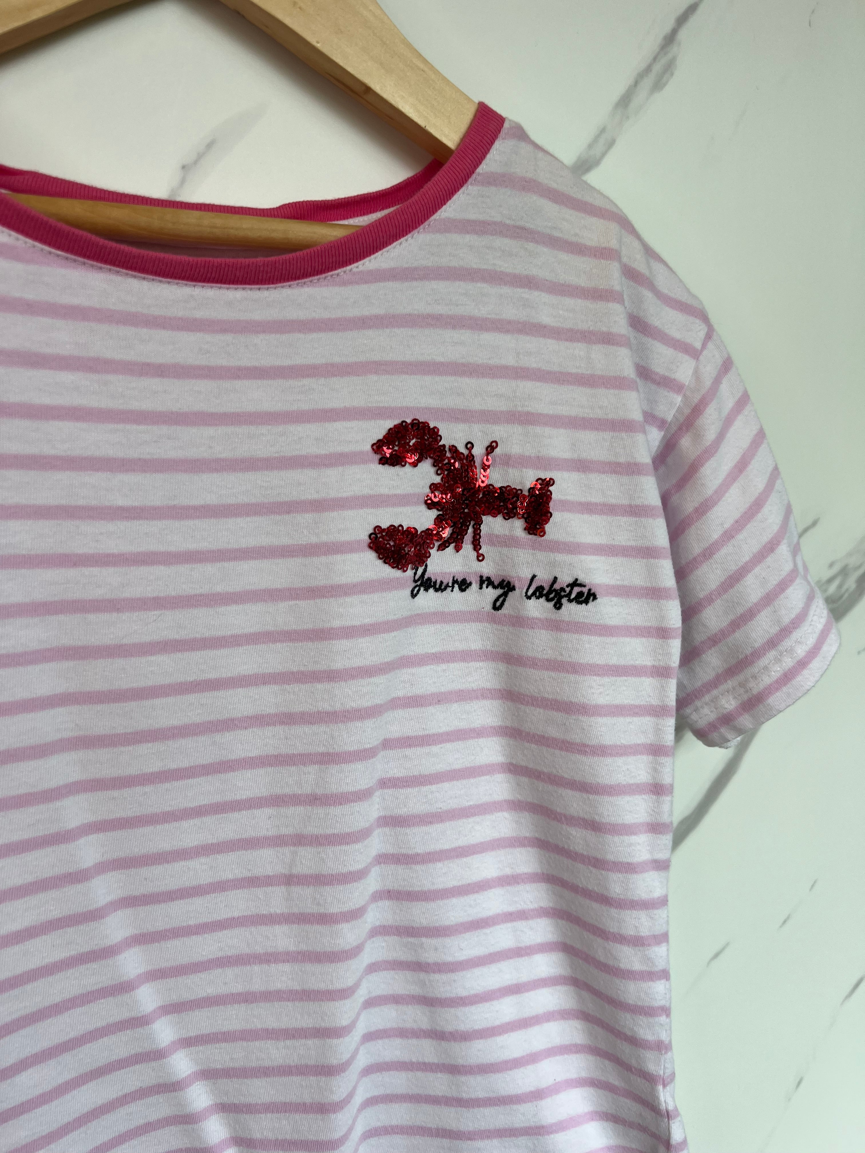 John Lewis Pink Striped Lobster T-Shirt Age 6 Years