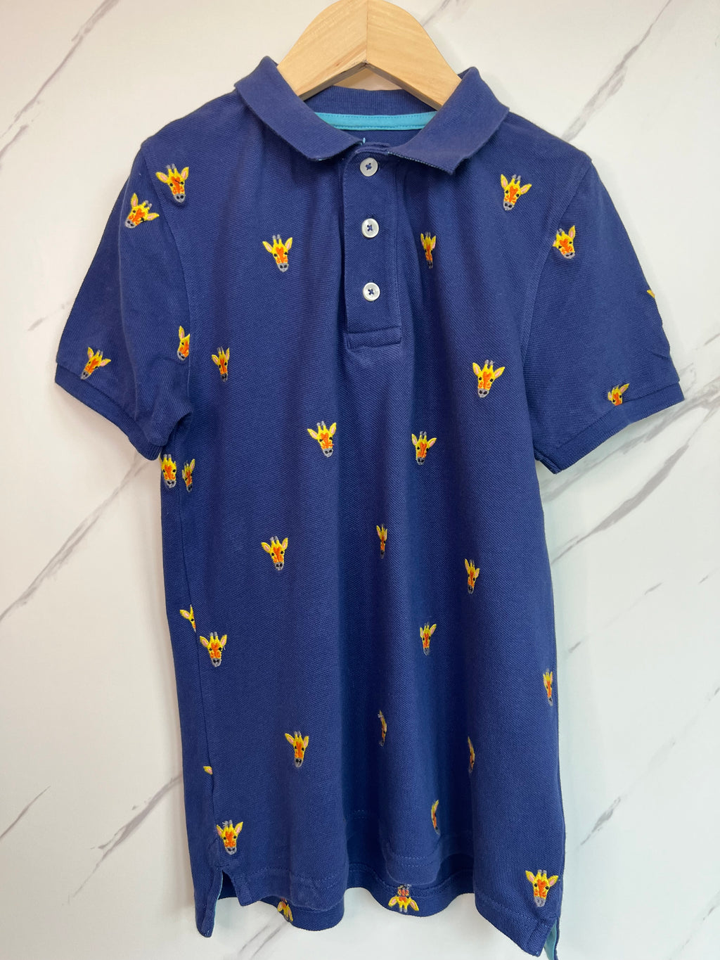 Boden Blue Mini Giraffe Polo Shirt Age 9-10 Years
