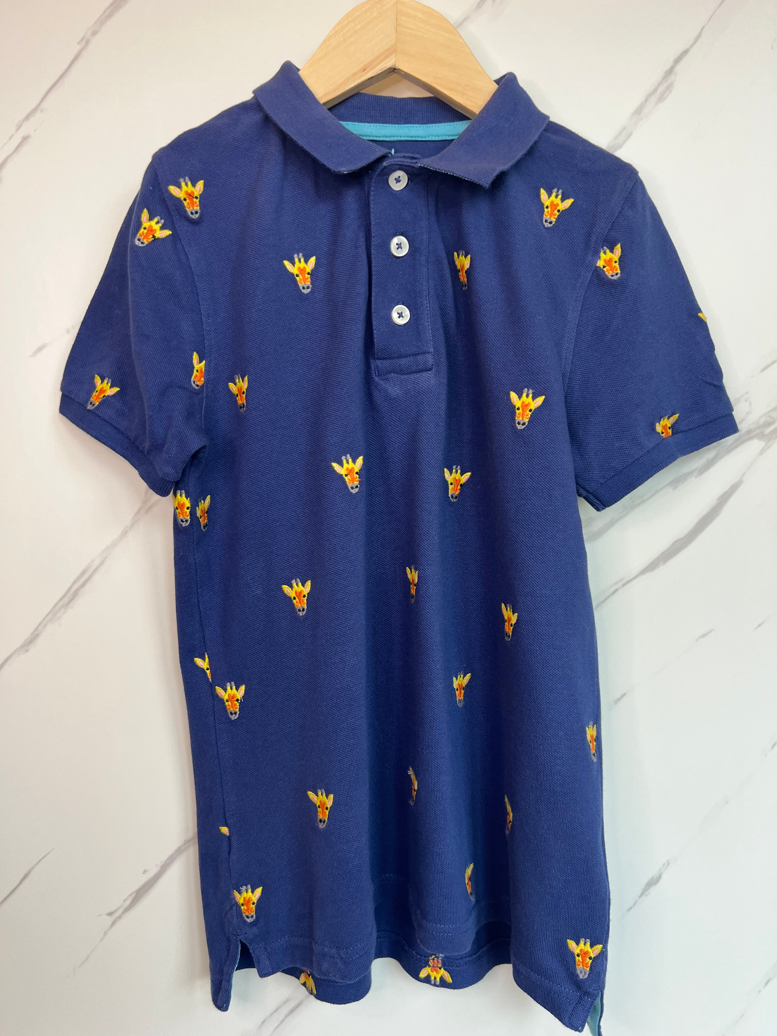 Boden Blue Mini Giraffe Polo Shirt Age 9-10 Years