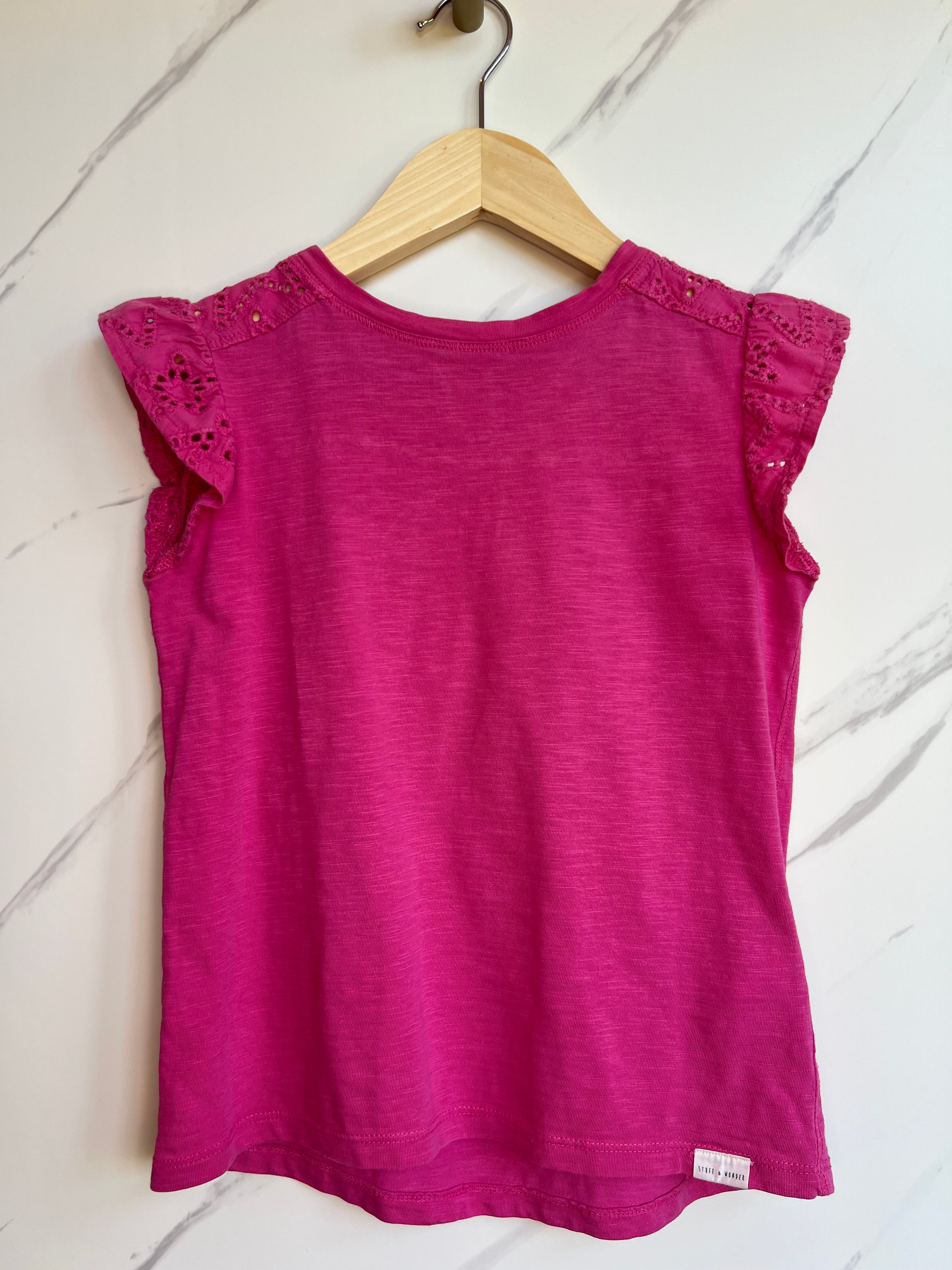 White Stuff Pink Lace Detail T-shirt Age 5-6 Years