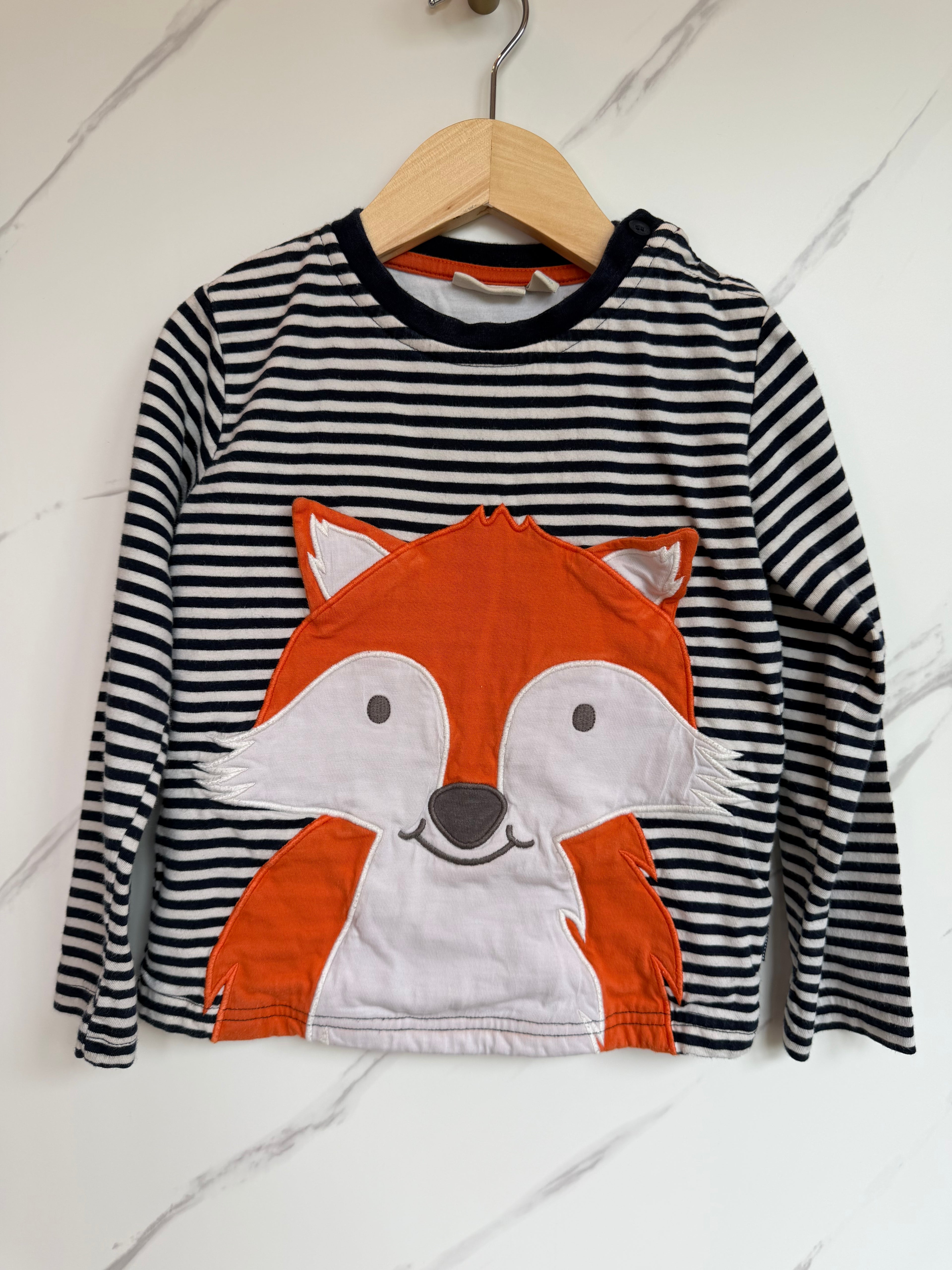 JoJo Maman Bebe Navy Fox Long-Sleeved Top Age 4-5 Years