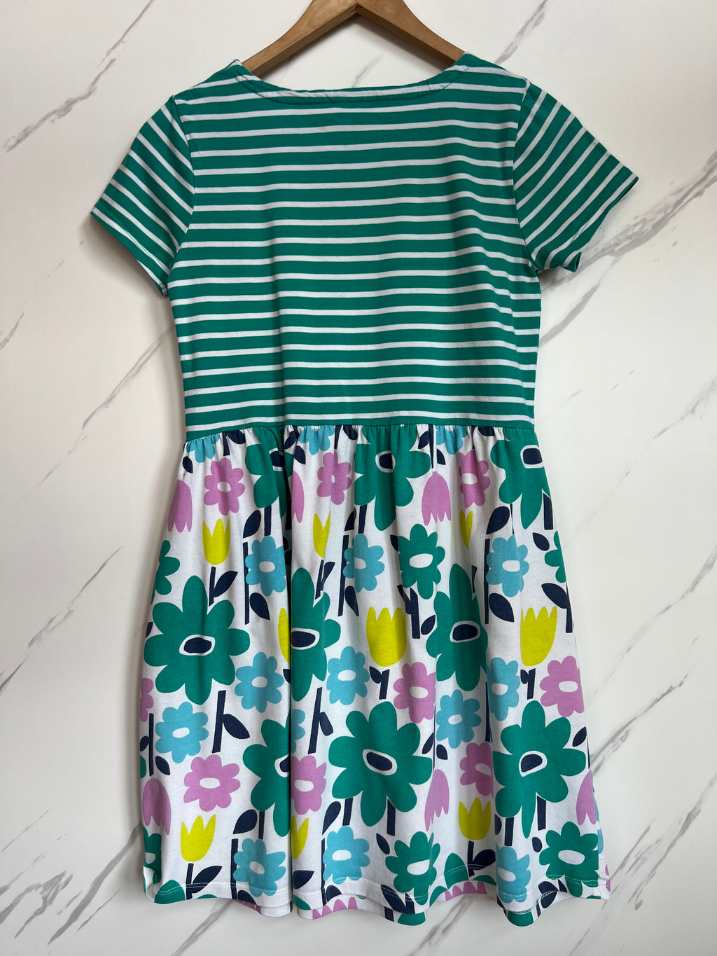 Boden Green Striped Jersey Dress Age 11-12 Years