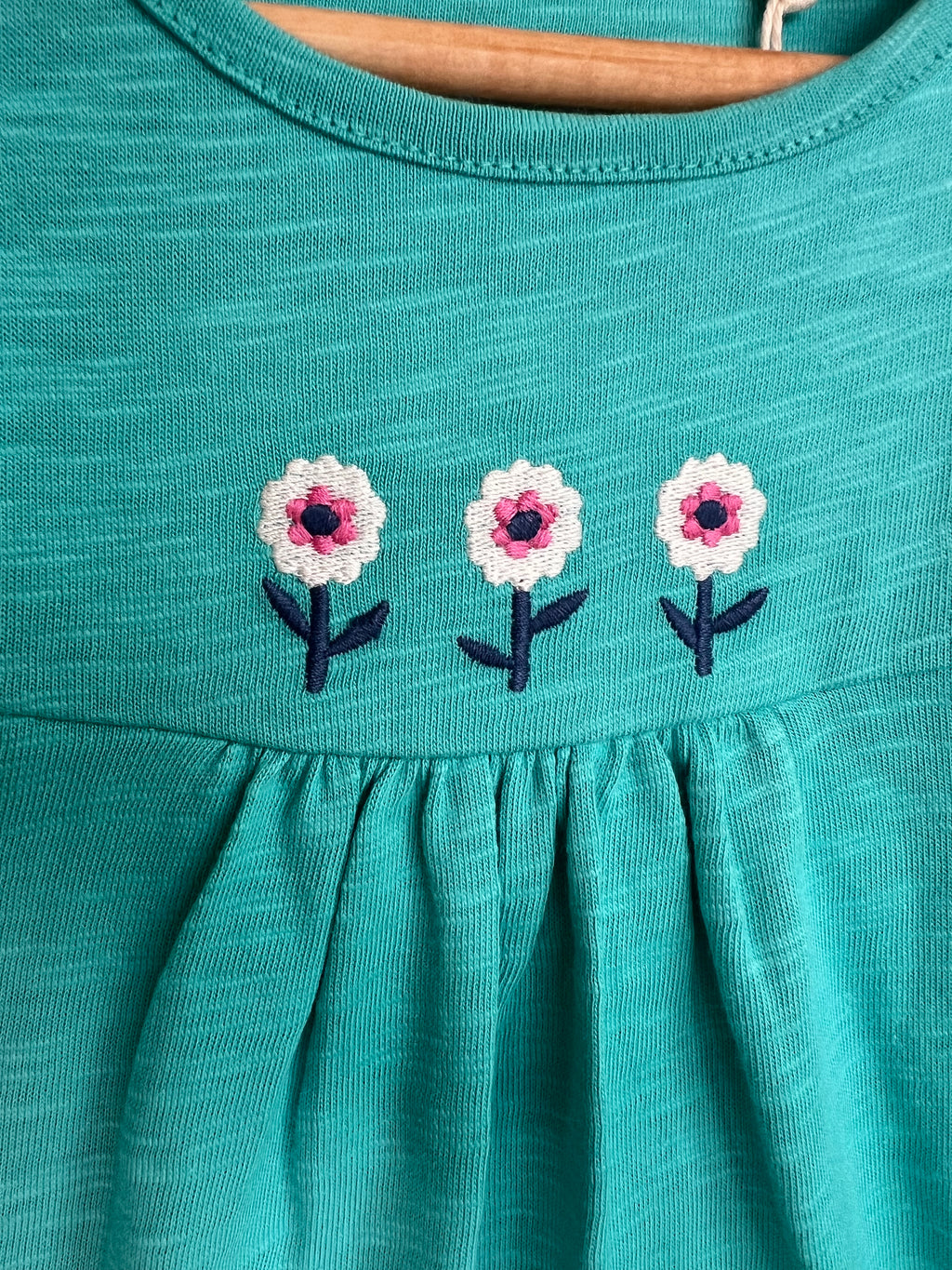 Kite Turquoise Embroidered Flowers T-Shirt Age 5 Years