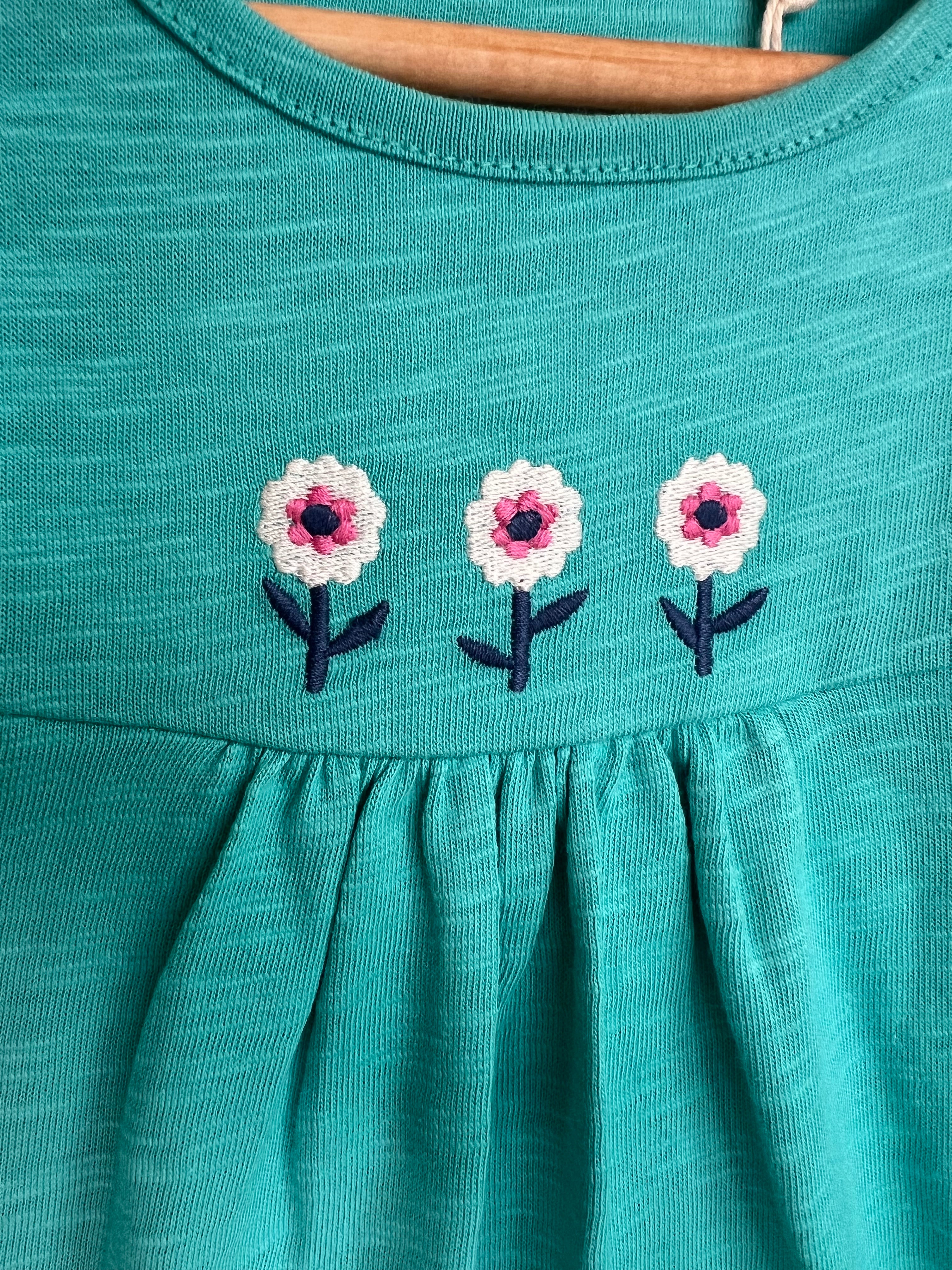 Kite Turquoise Embroidered Flowers T-Shirt Age 5 Years