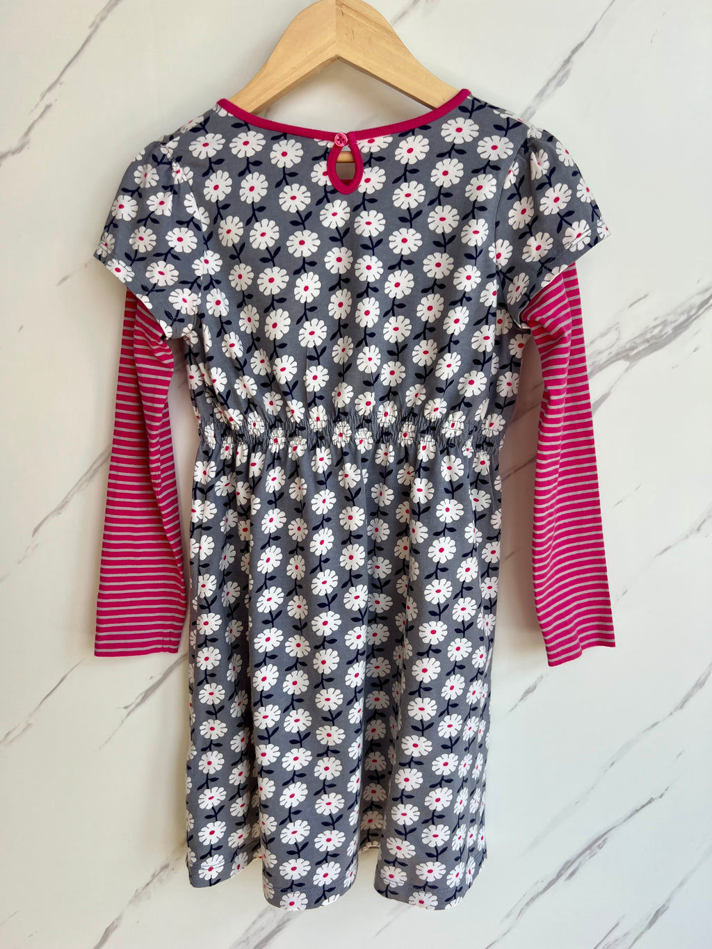 Boden Pink & Grey Daisy Dress Age 7-8 Years
