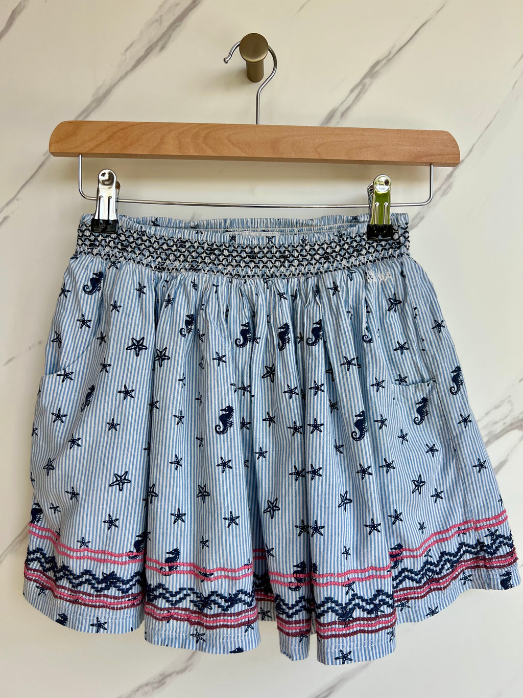 Fatface Blue & Coral Sea Creatures Skirt Age 9 years