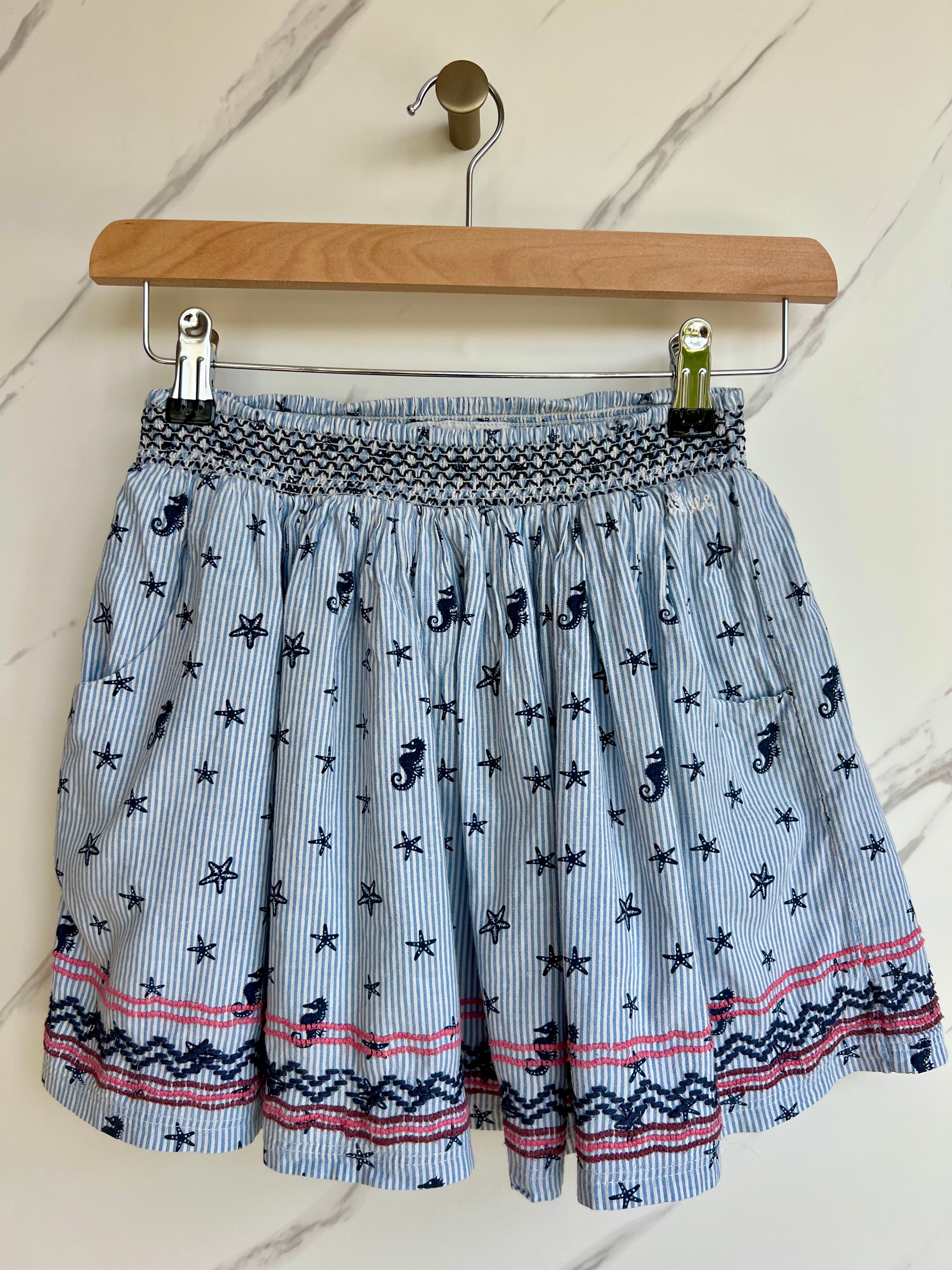 Fatface Blue & Coral Sea Creatures Skirt Age 9 years