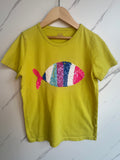 Boden Yellow Sequinned Fish T-Shirt Age 9-10 Years