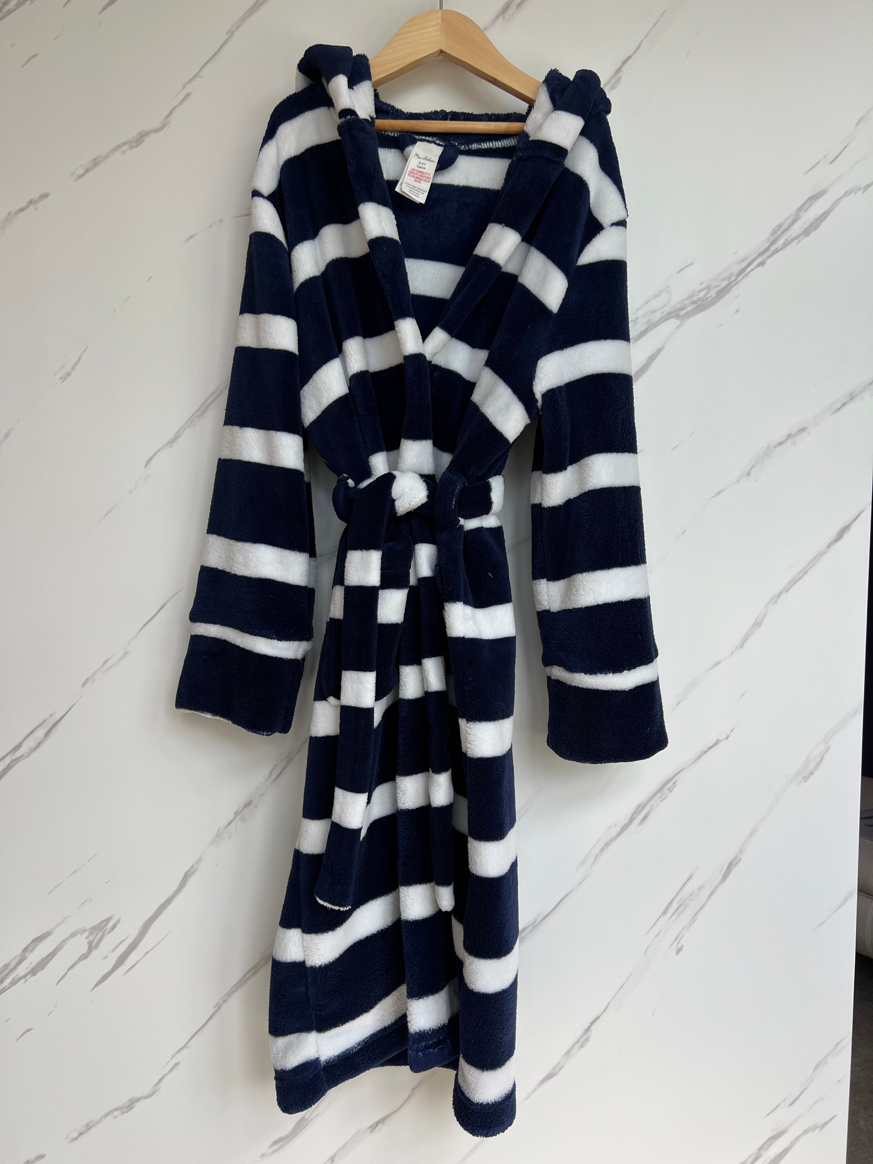 Boden Navy & White Striped Dressing Gown Age 8-9 Years