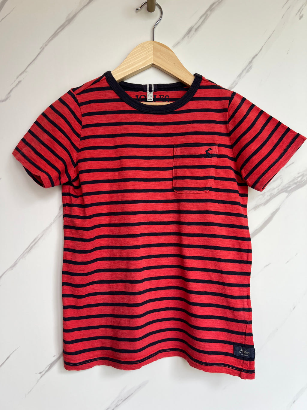 Joules Orange & Navy Striped T-Shirt Age 7-8 Years