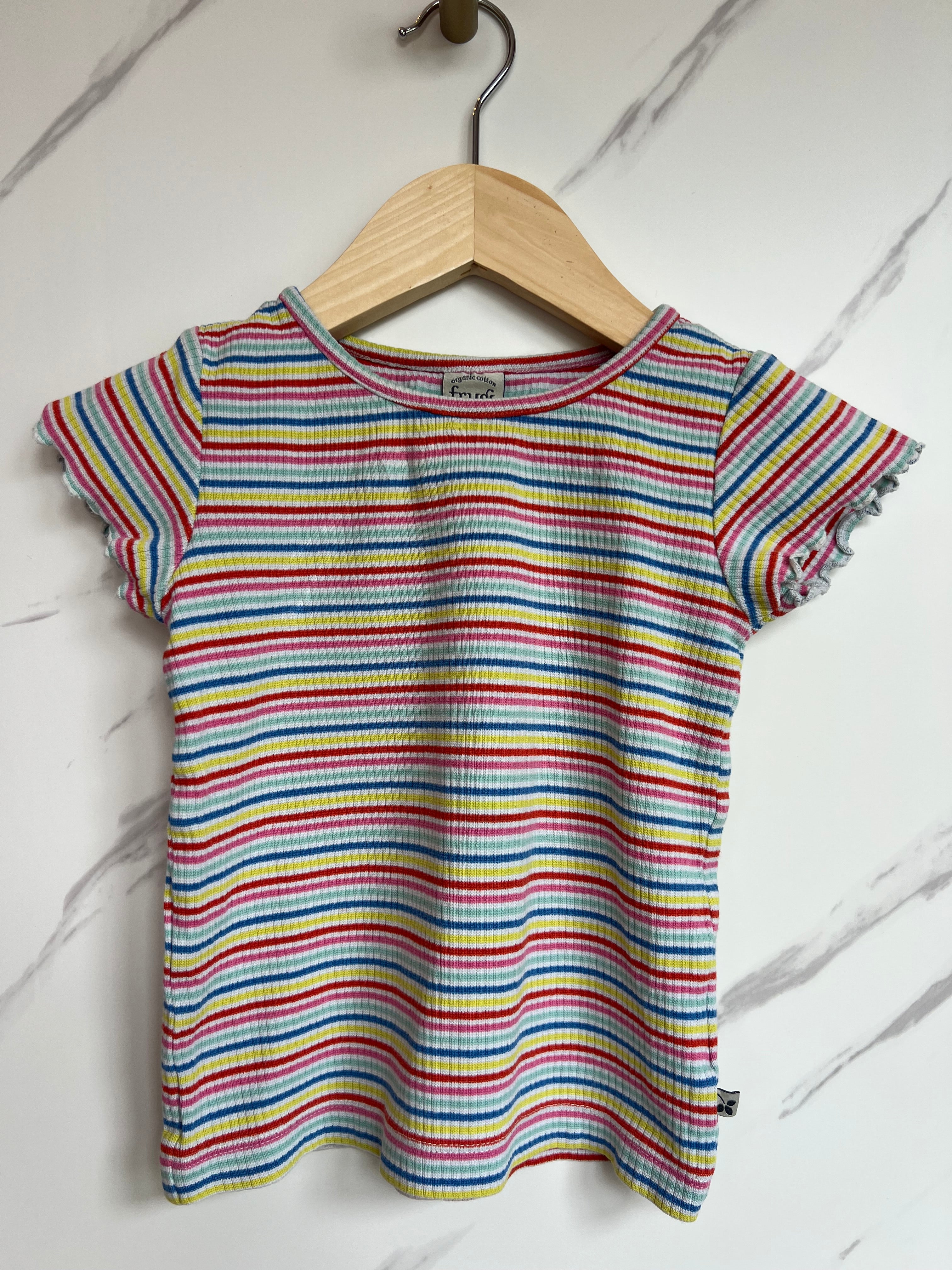 Frugi Rainbow Striped T-Shirt Age 2-3 Years