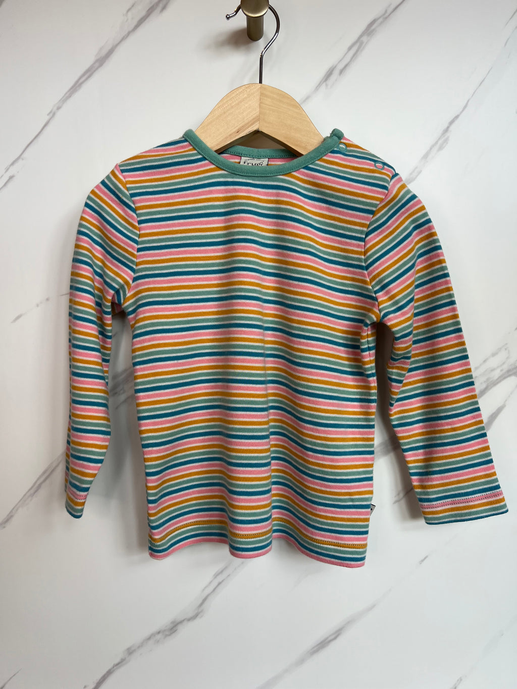 Frugi Fine Rainbow Stripe Long-Sleeved Top Age 2-3 Years