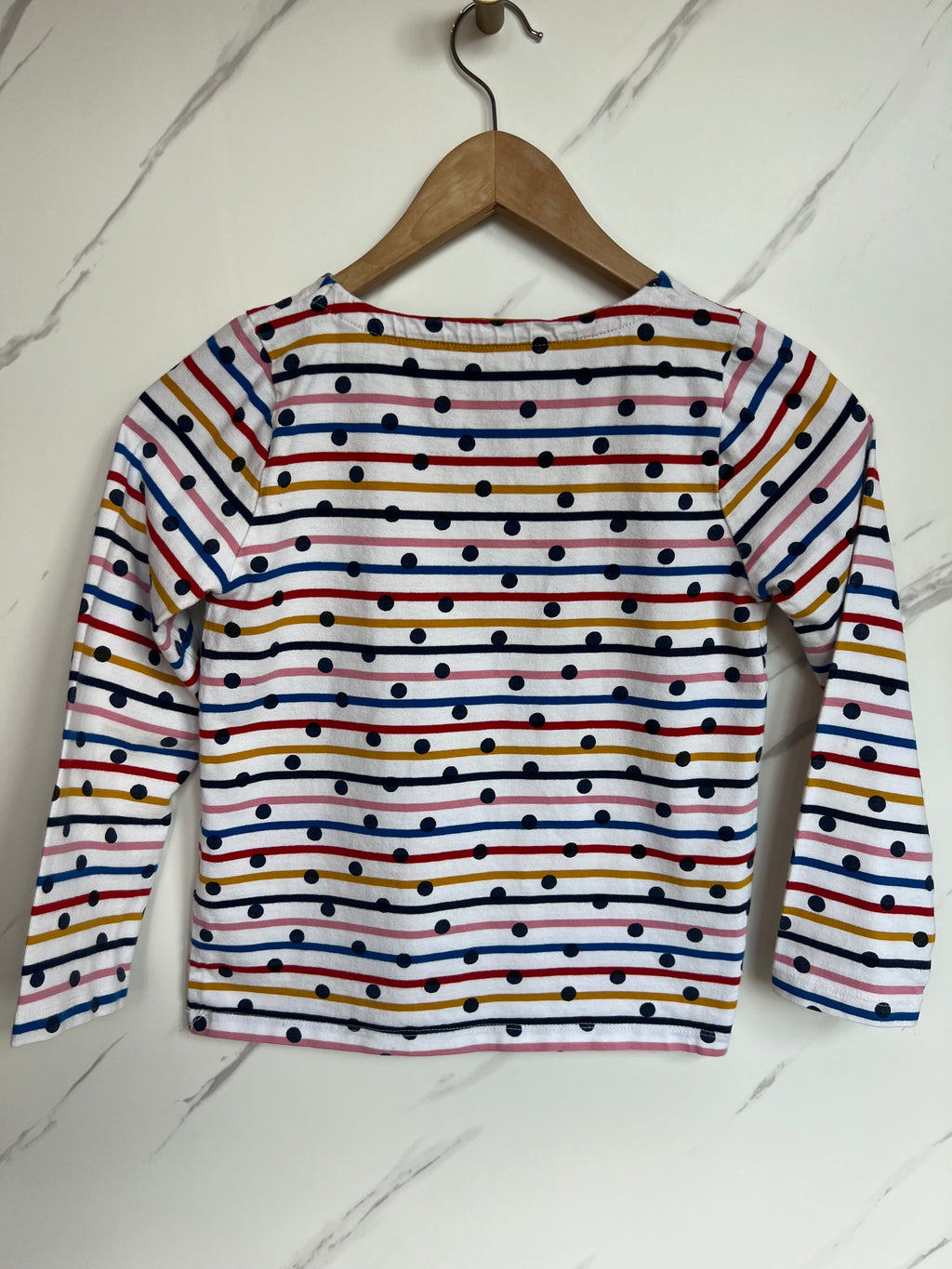 Boden White Striped & Spotted Long-Sleeved Top Age 9 Years