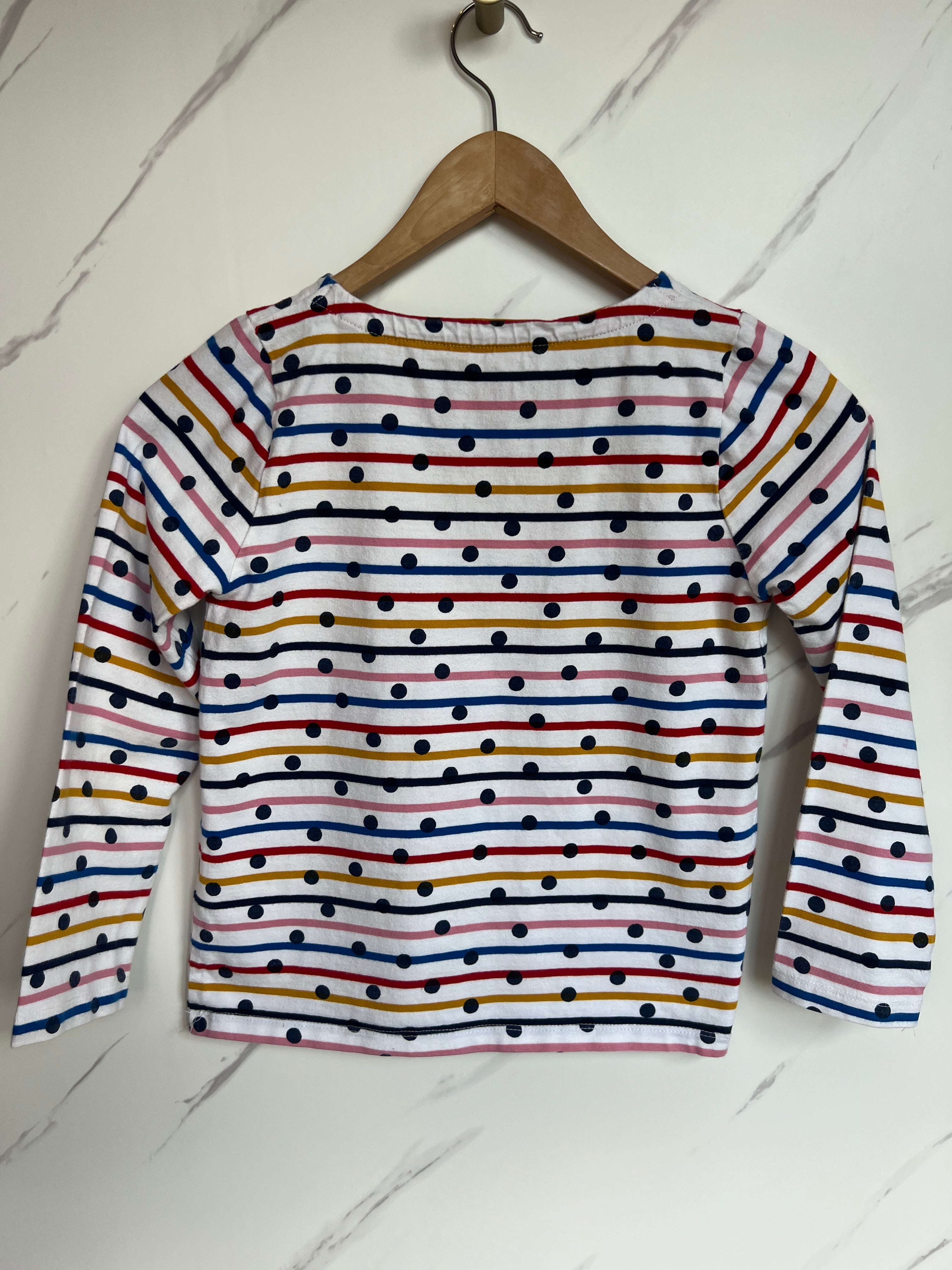 Boden White Striped & Spotted Long-Sleeved Top Age 9 Years