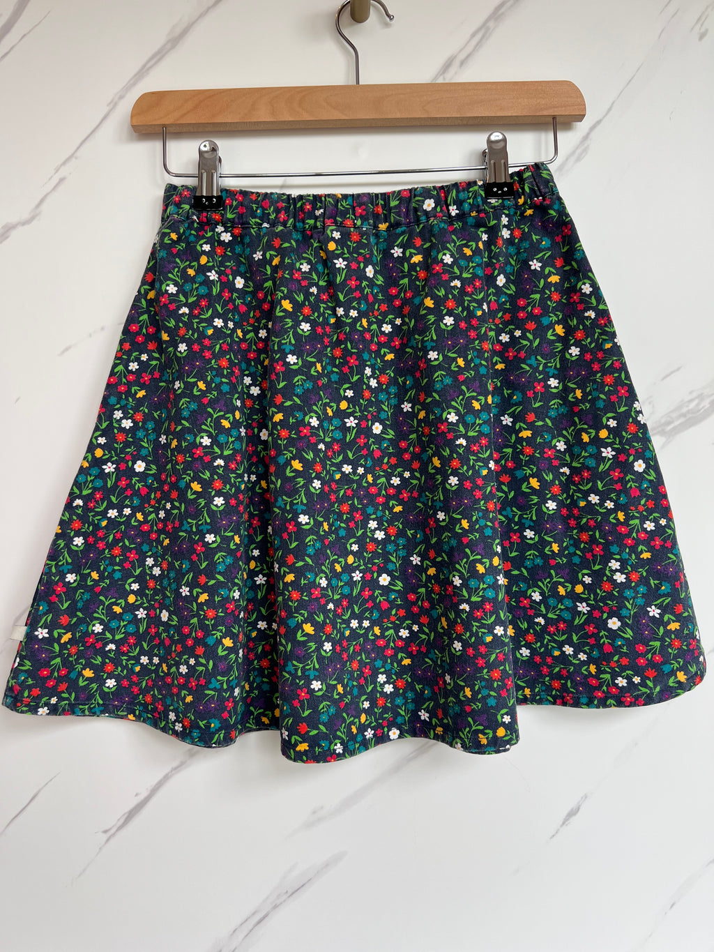 Frugi Navy Floral Denim Skirt Age 8-9 Years