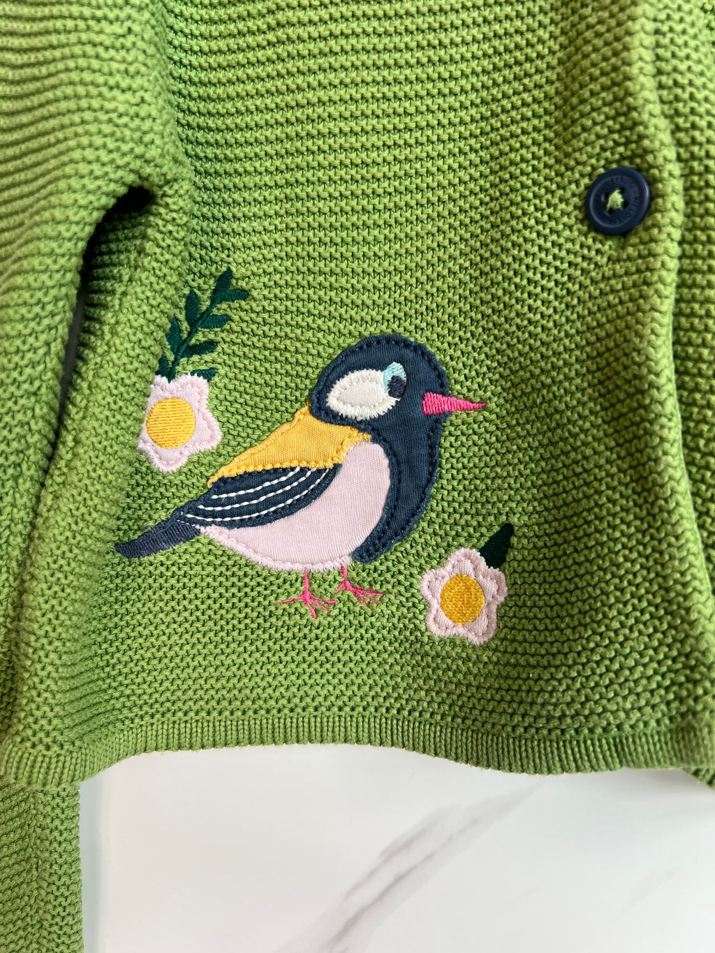 Frugi Green Bird Cardigan Age 4-5 Years