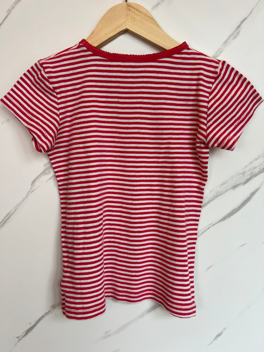 Frugi Pink & White Striped Pontelle T-Shirt Age 7-8 Years