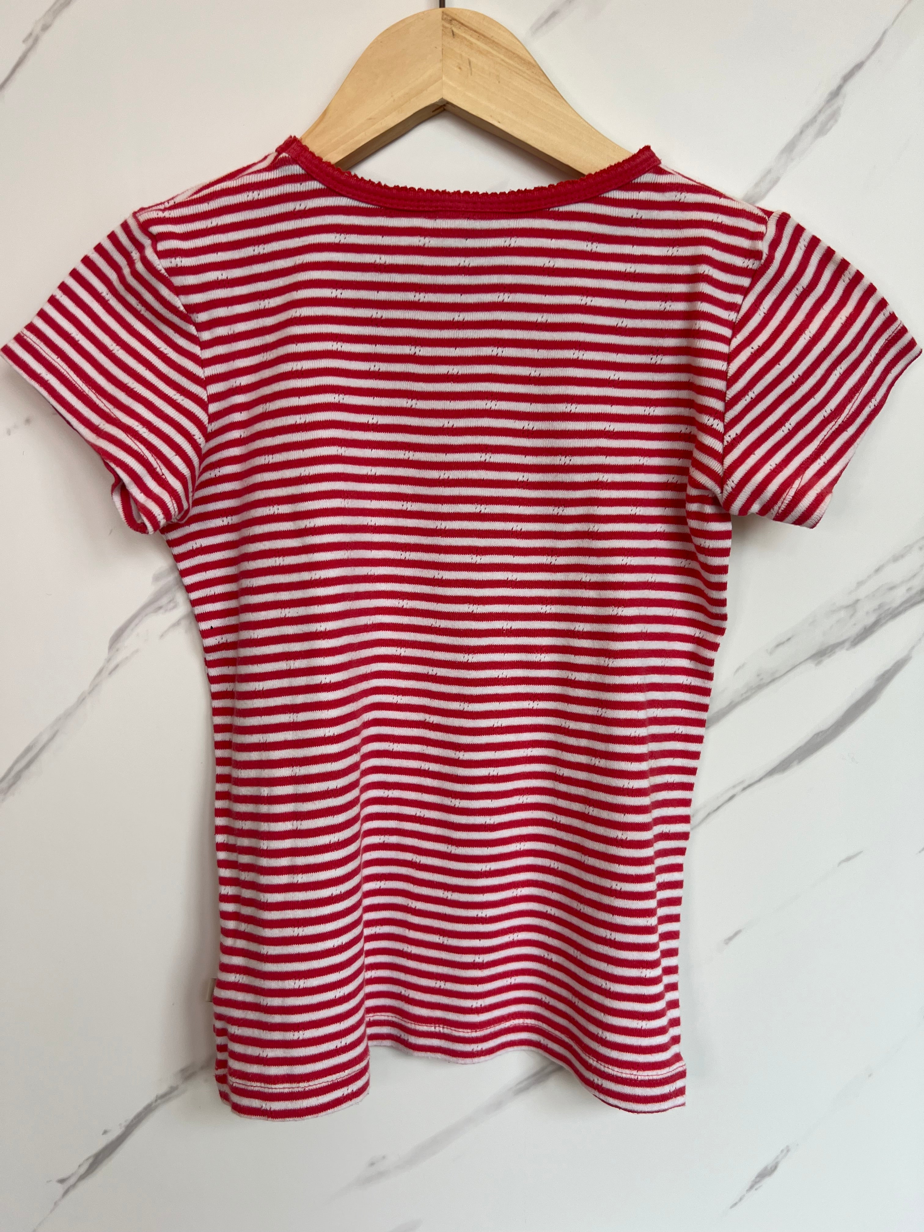 Frugi Pink & White Striped Pontelle T-Shirt Age 7-8 Years