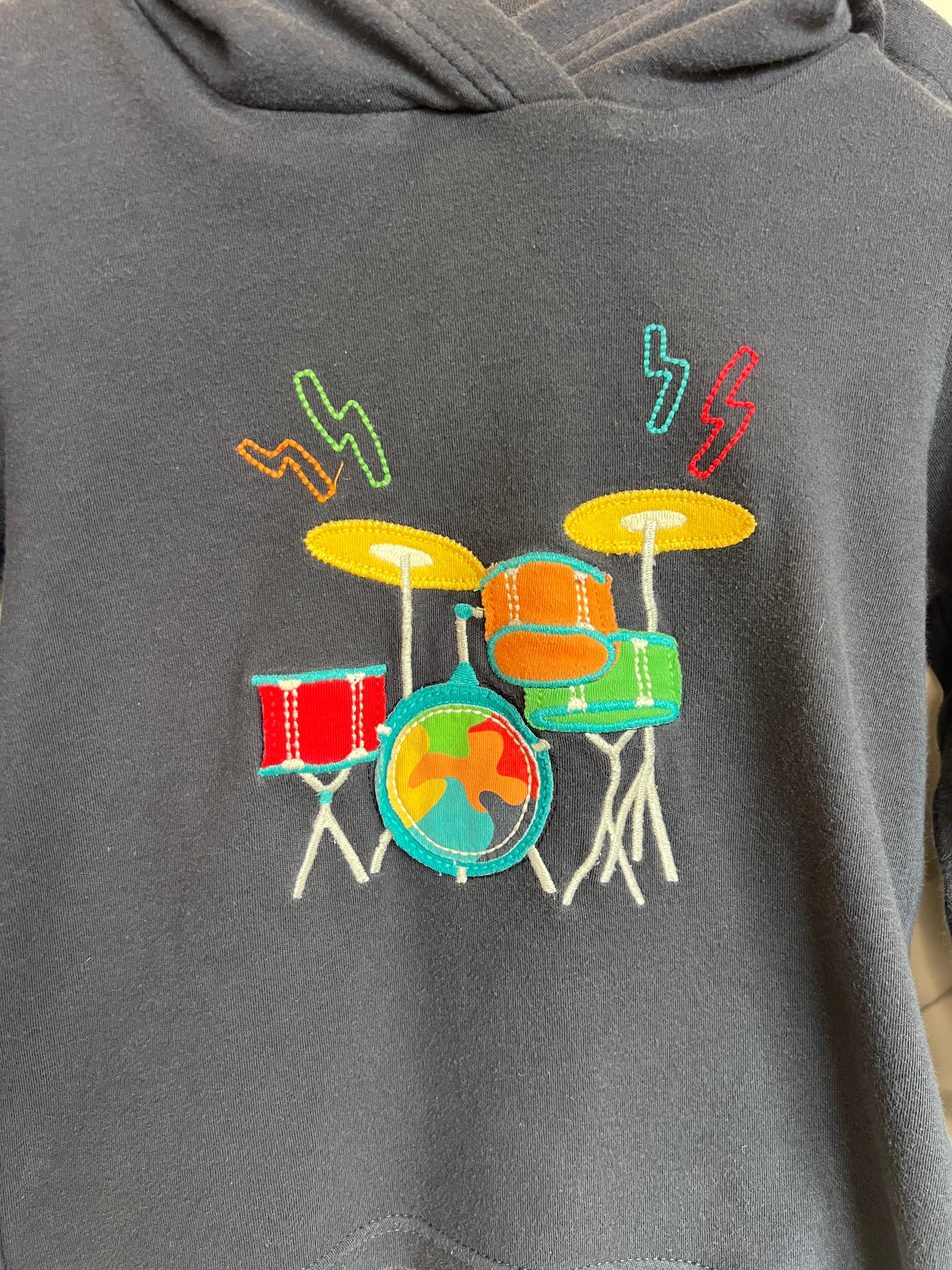 Frugi Navy Drum Kit Hooded Top Age 2-3 Years