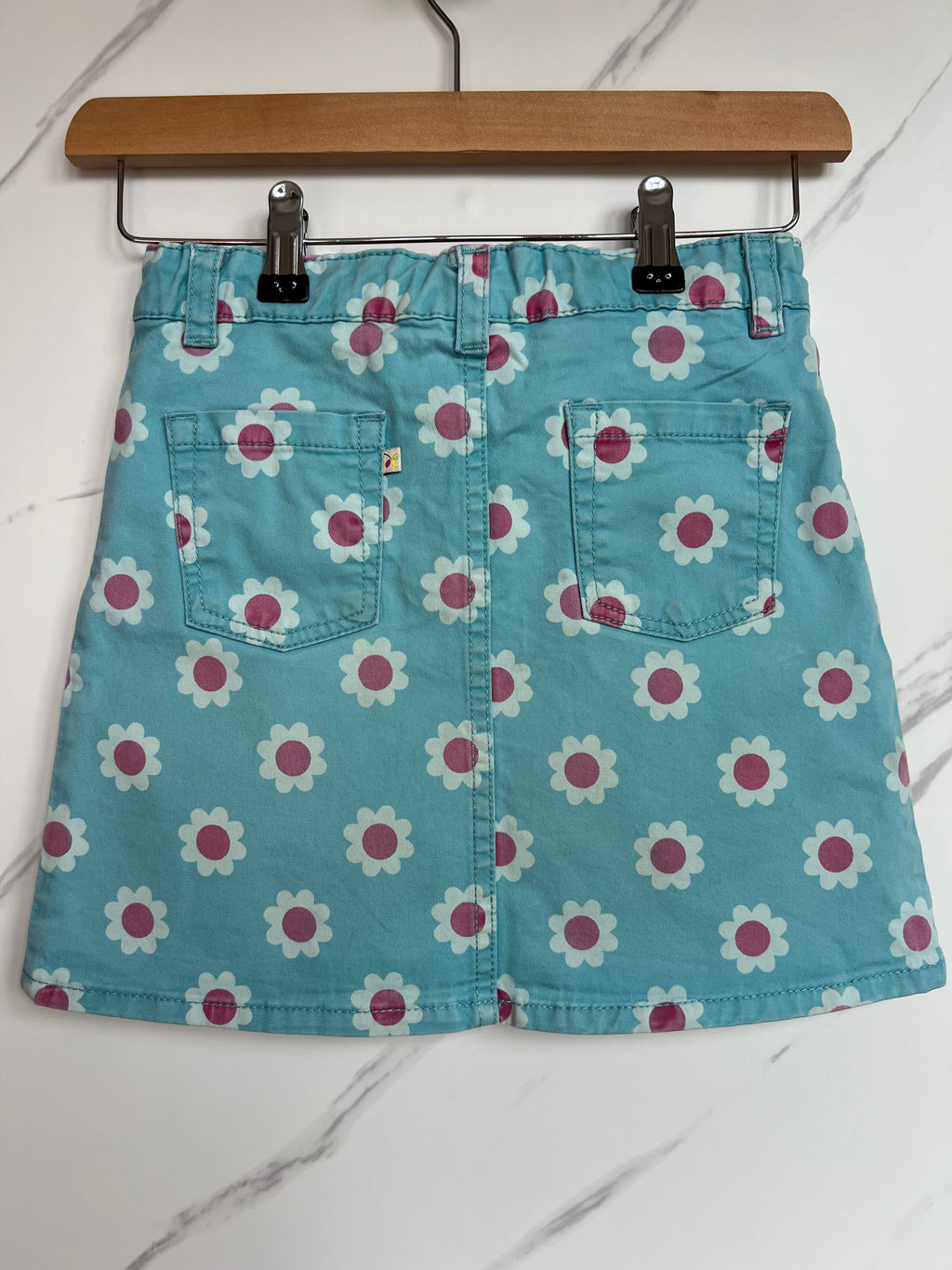 Frugi Turquoise Floral Denim Skirt Age 8-9 Years