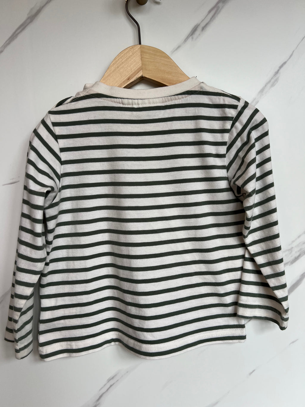 JoJo Maman Bebe Green Striped "ROAR" Long-Sleeved Top Age 2-3 Years