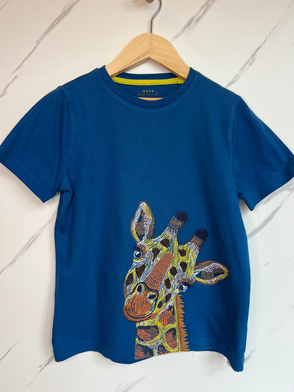 Boden Blue Giraffe T-Shirt Age 9-10 Years