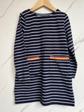 Mountain Warehouse Navy Striped Dress with Rainbow Pockets Age 7-8 Years