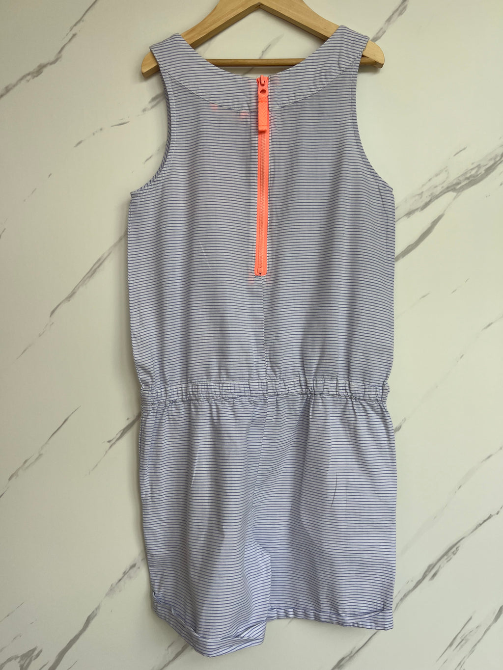 Joules White & Blue Fine-Striped Playsuit Age 9-10 Years