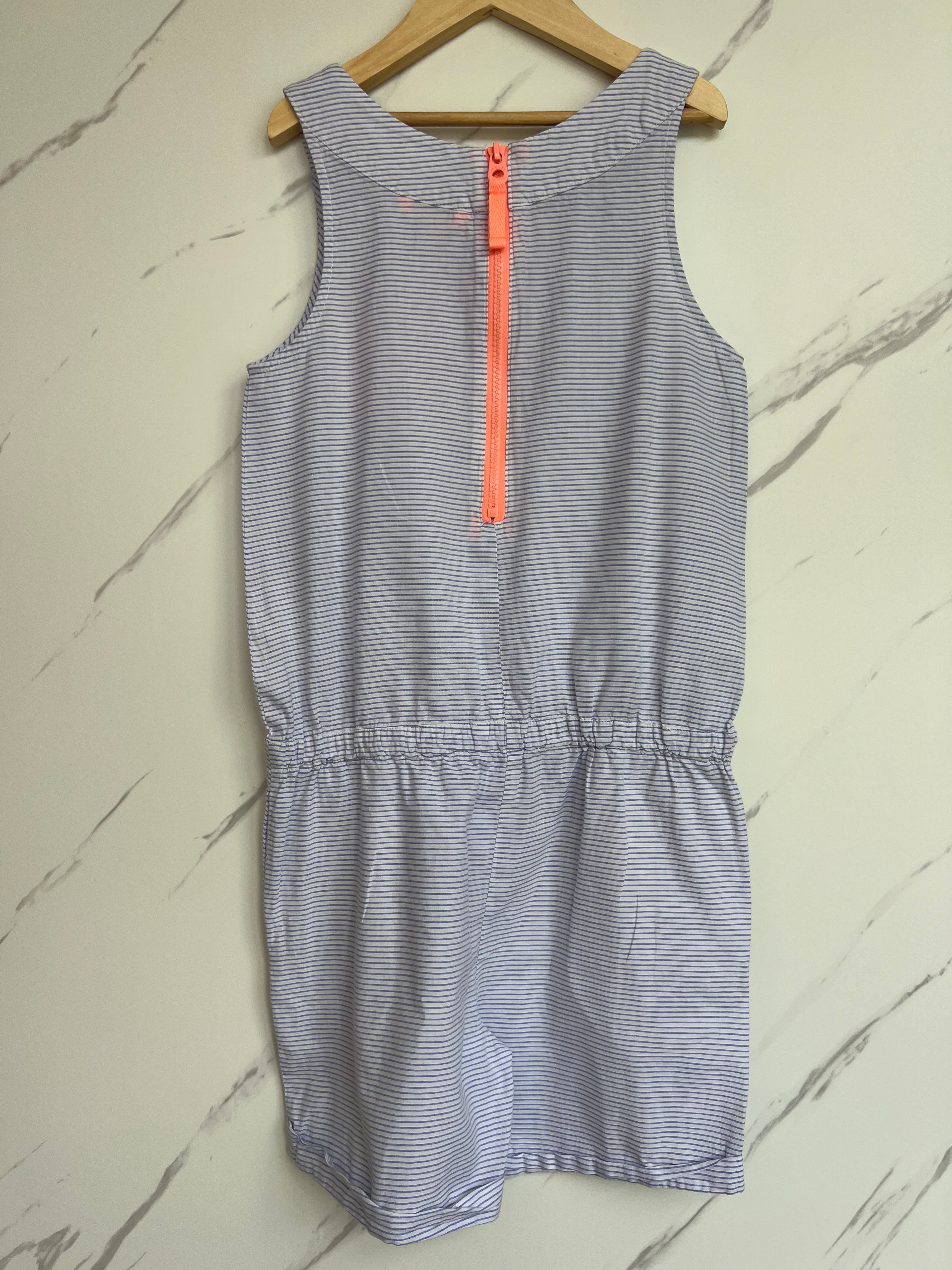 Joules White & Blue Fine-Striped Playsuit Age 9-10 Years