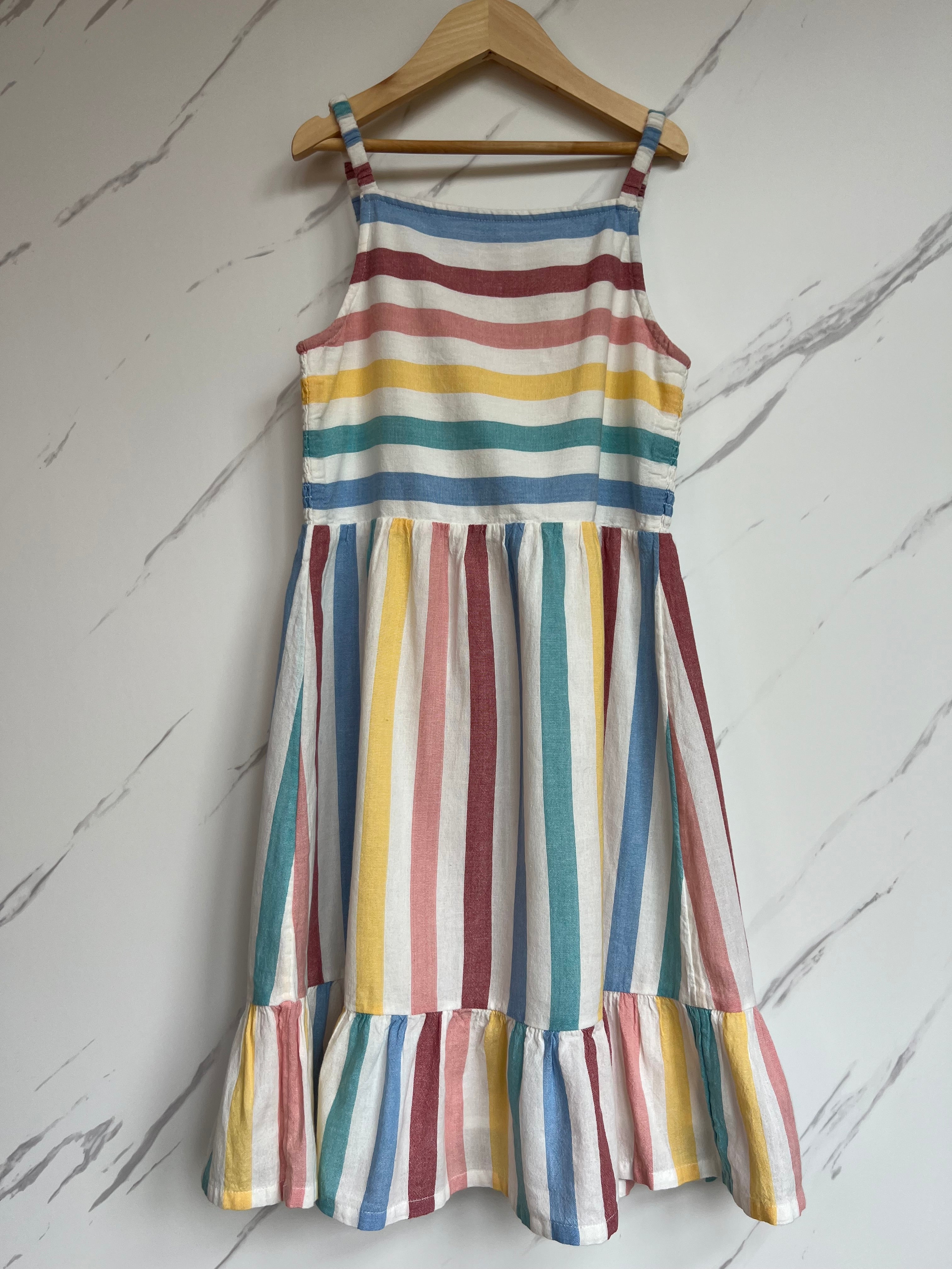Fatface Rainbow Striped Dress Age 10-11 Years