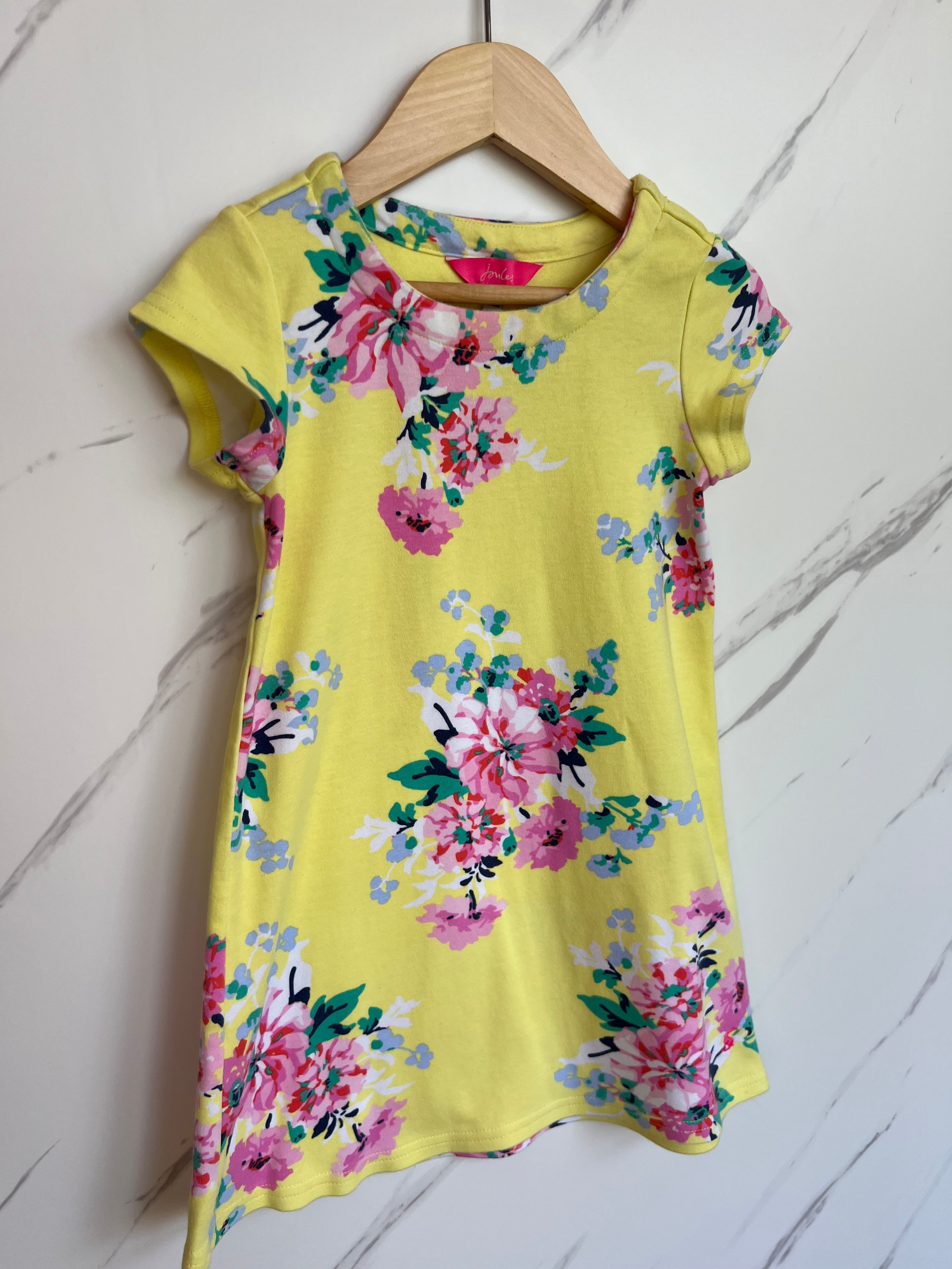 Joules Yellow Floral Jersey Dress Age 4 Years