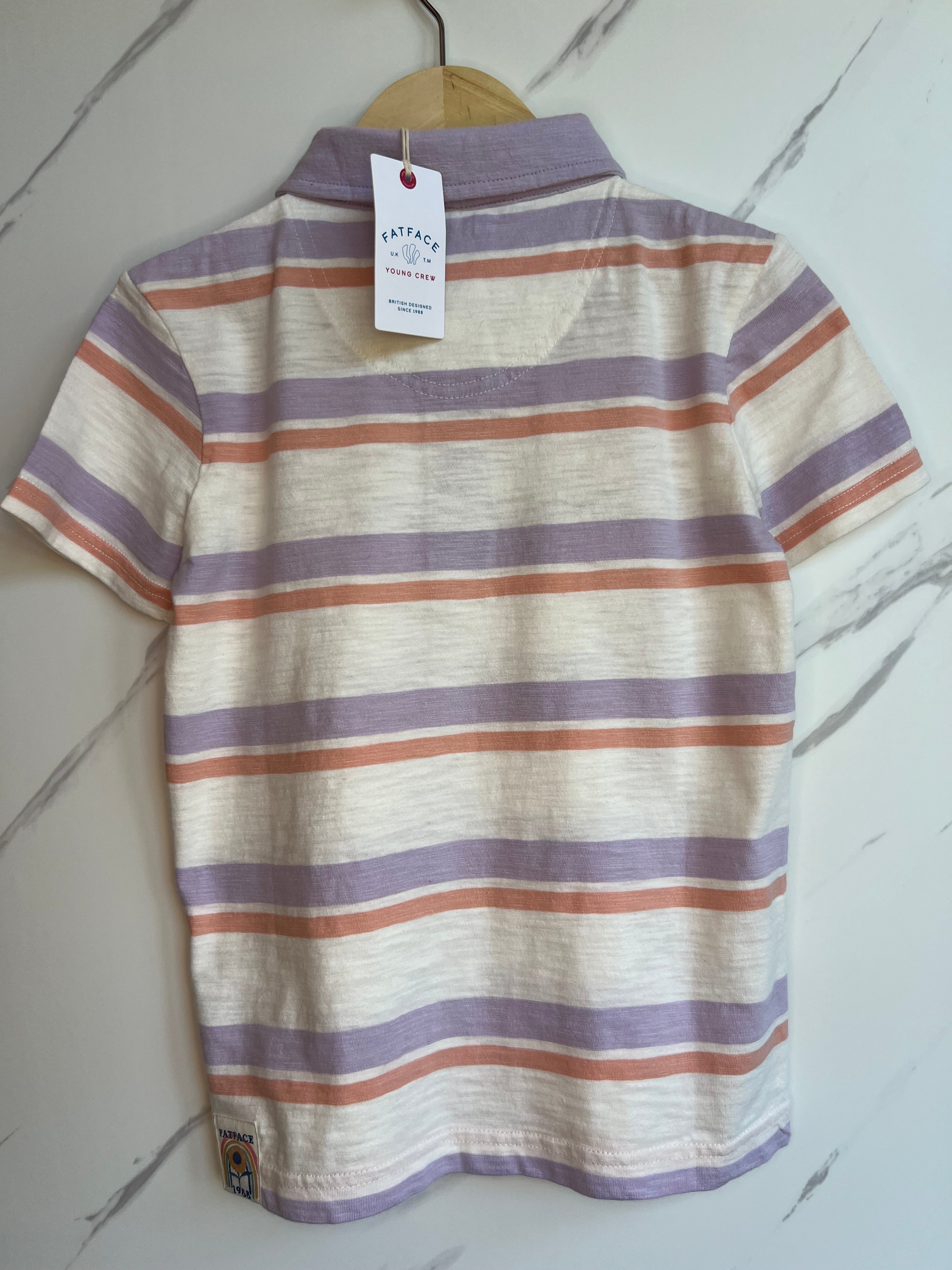 FatFace Striped Polo Shirt Age 7-8 Years