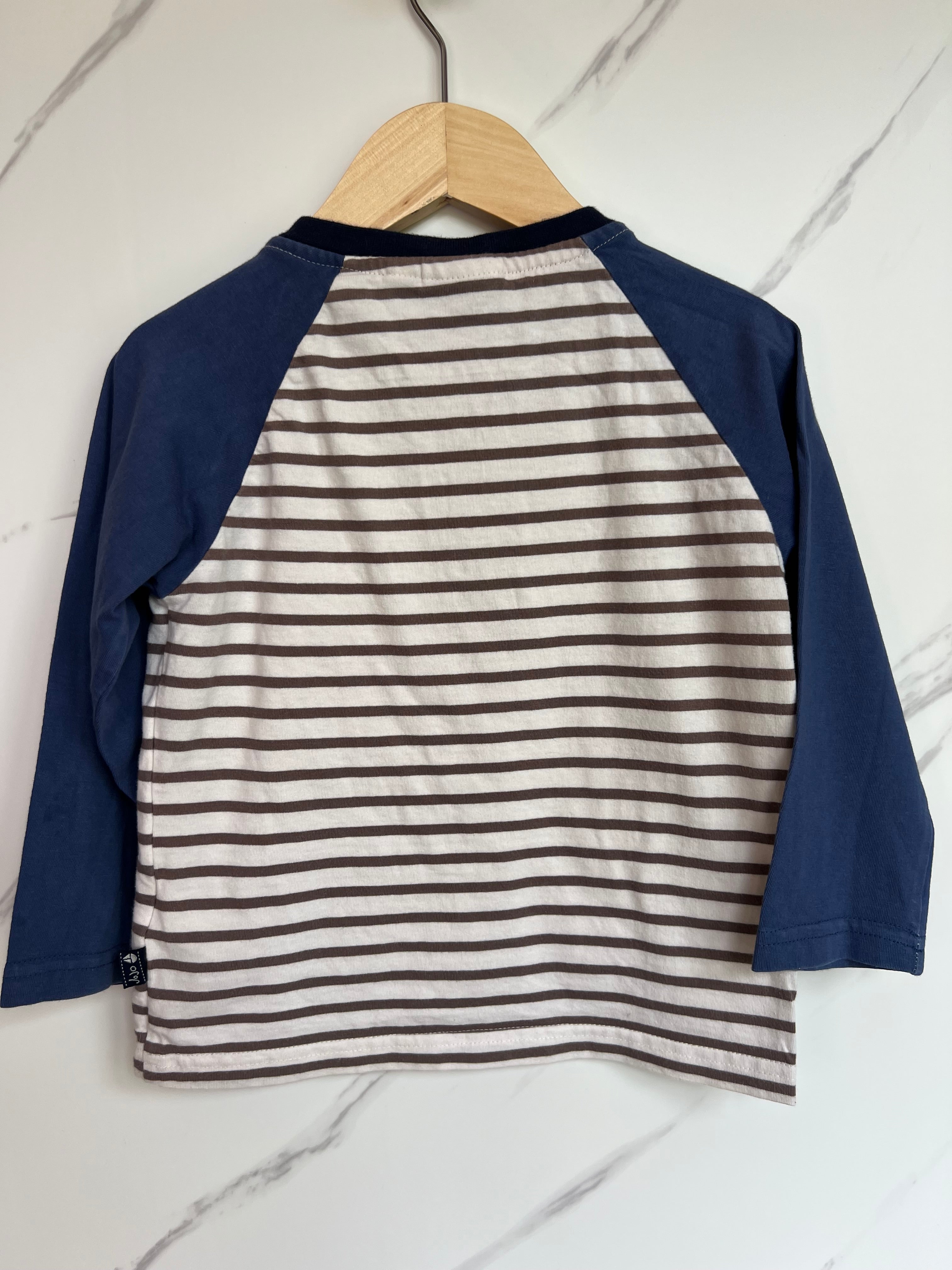 JoJo Maman Bebe Blue Striped Lion Top Age 3-4 Years