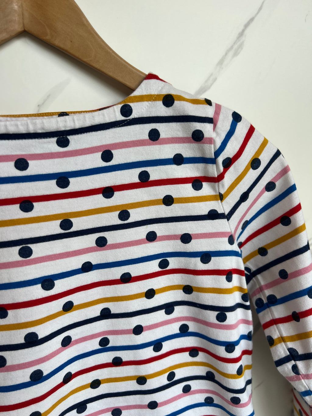 Boden White Striped & Spotted Long-Sleeved Top Age 9 Years