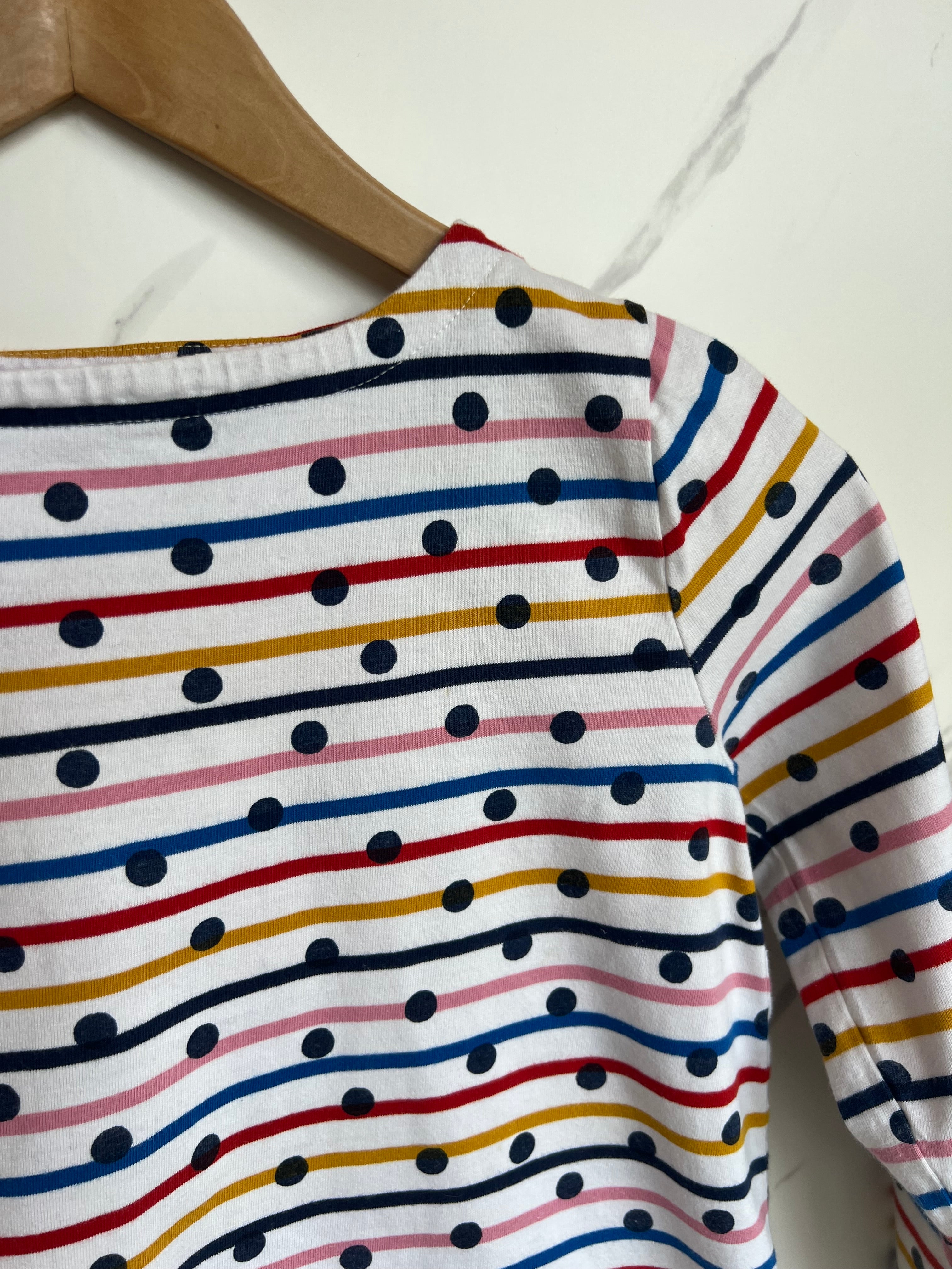 Boden White Striped & Spotted Long-Sleeved Top Age 9 Years
