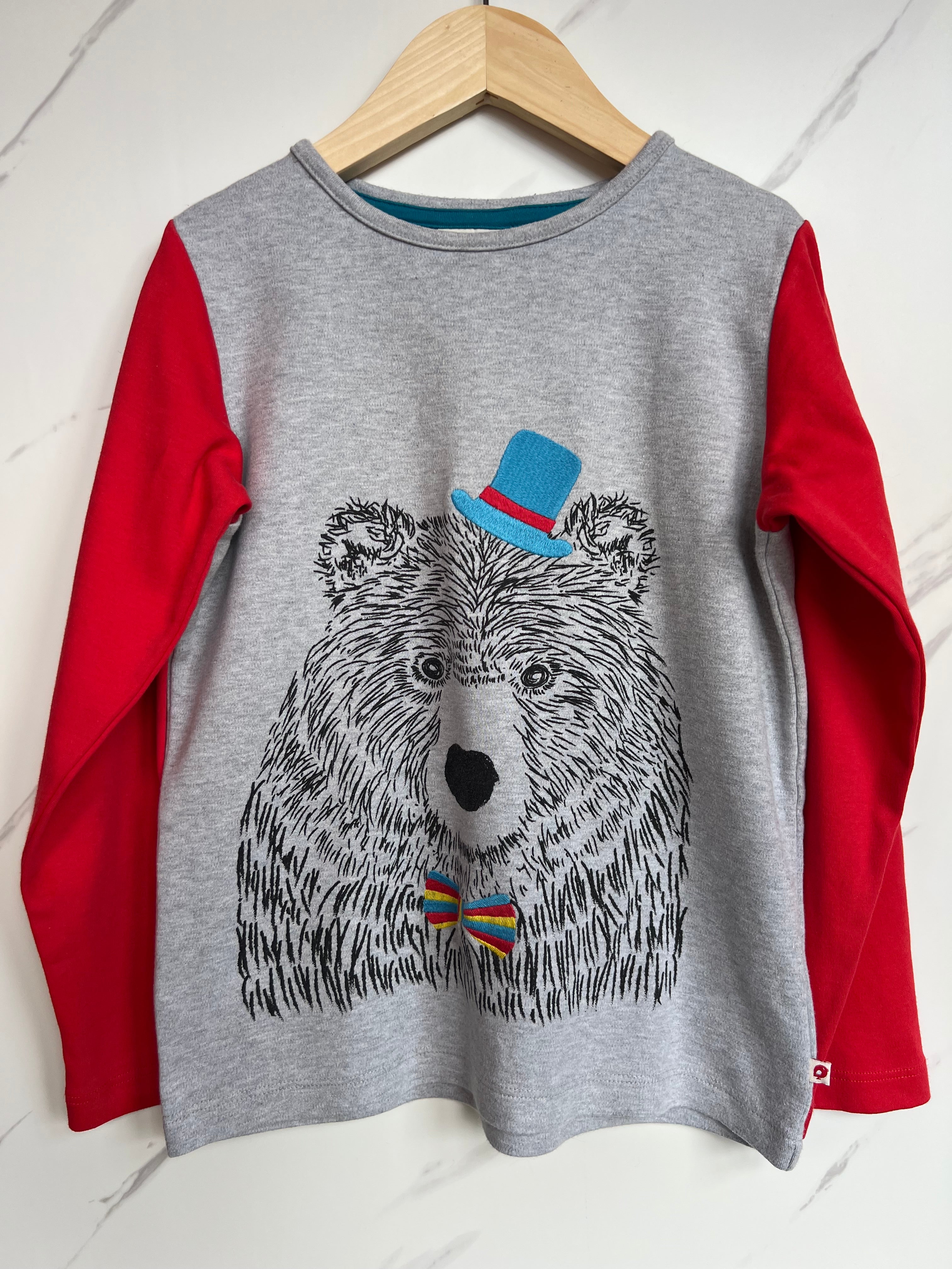 Piccalilly Top Hat Bear Long-Sleeved Top Age 7-8 Years