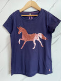Joules Navy Sequinned Unicorn T-Shirt Age 9-10 Years