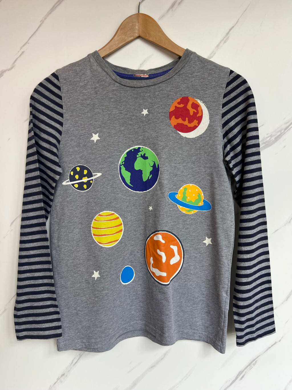 Boden Grey Planets Long Sleeved Top Age 11-12 Years