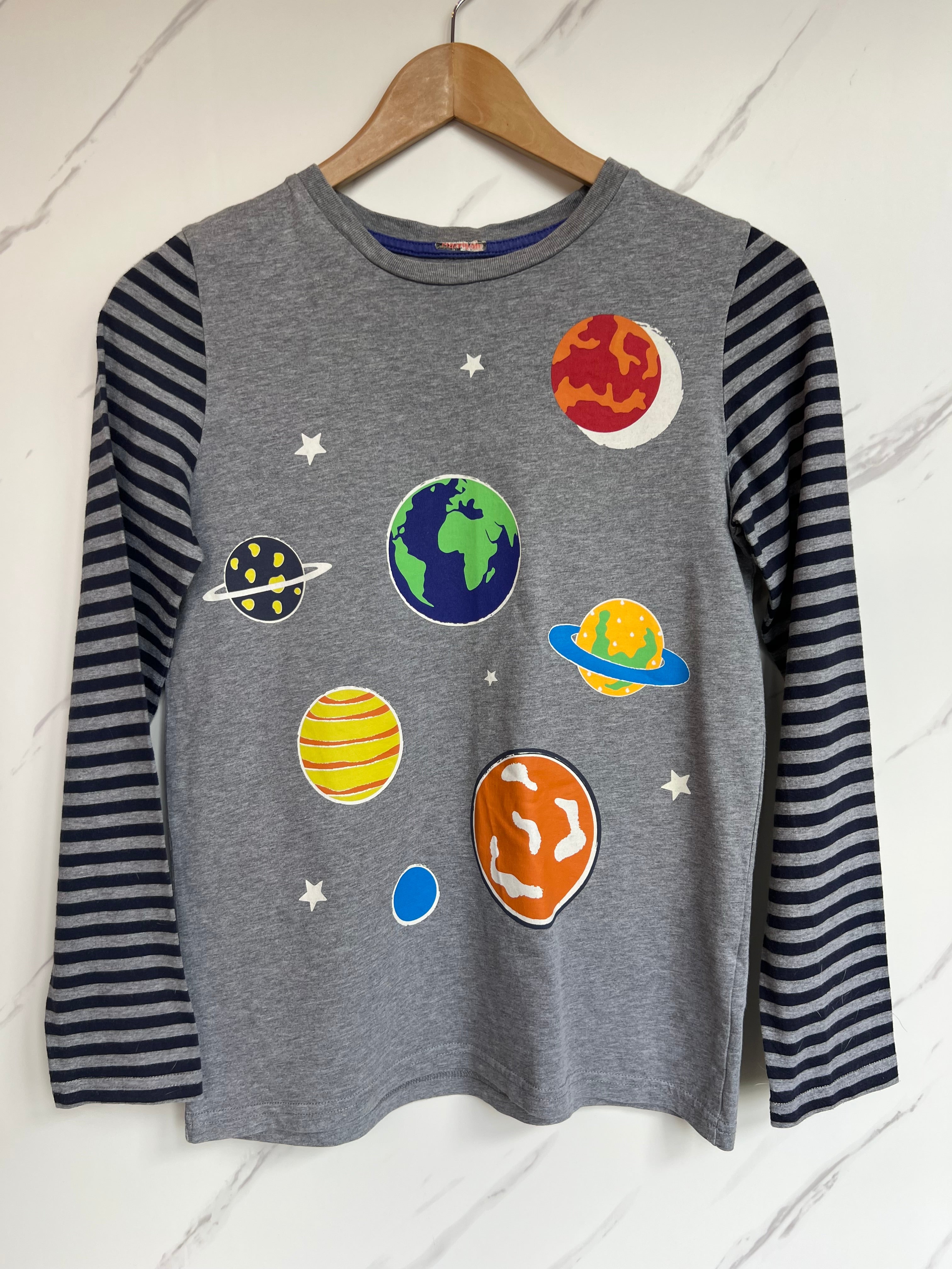 Boden Grey Planets Long Sleeved Top Age 11-12 Years