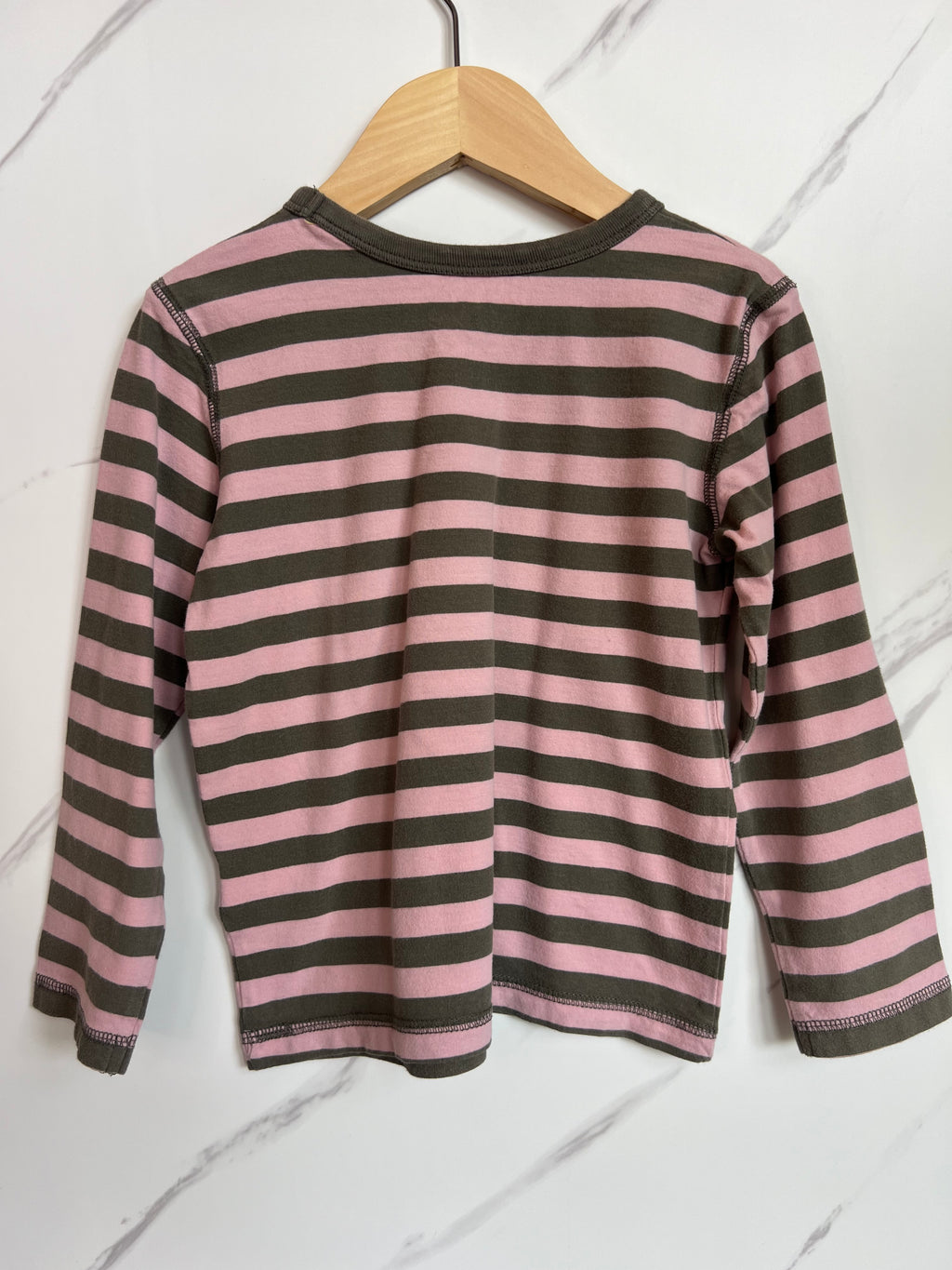 Boden Khaki & Rose Striped Long-Sleeved Top 4-5 Years
