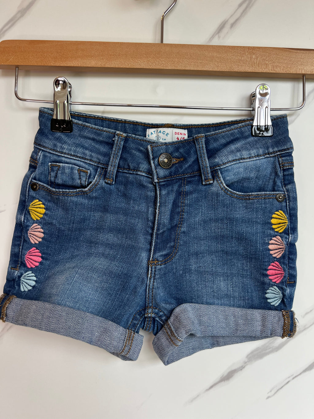 Fatface Embroidered Denim Shorts Age 4-5 Years
