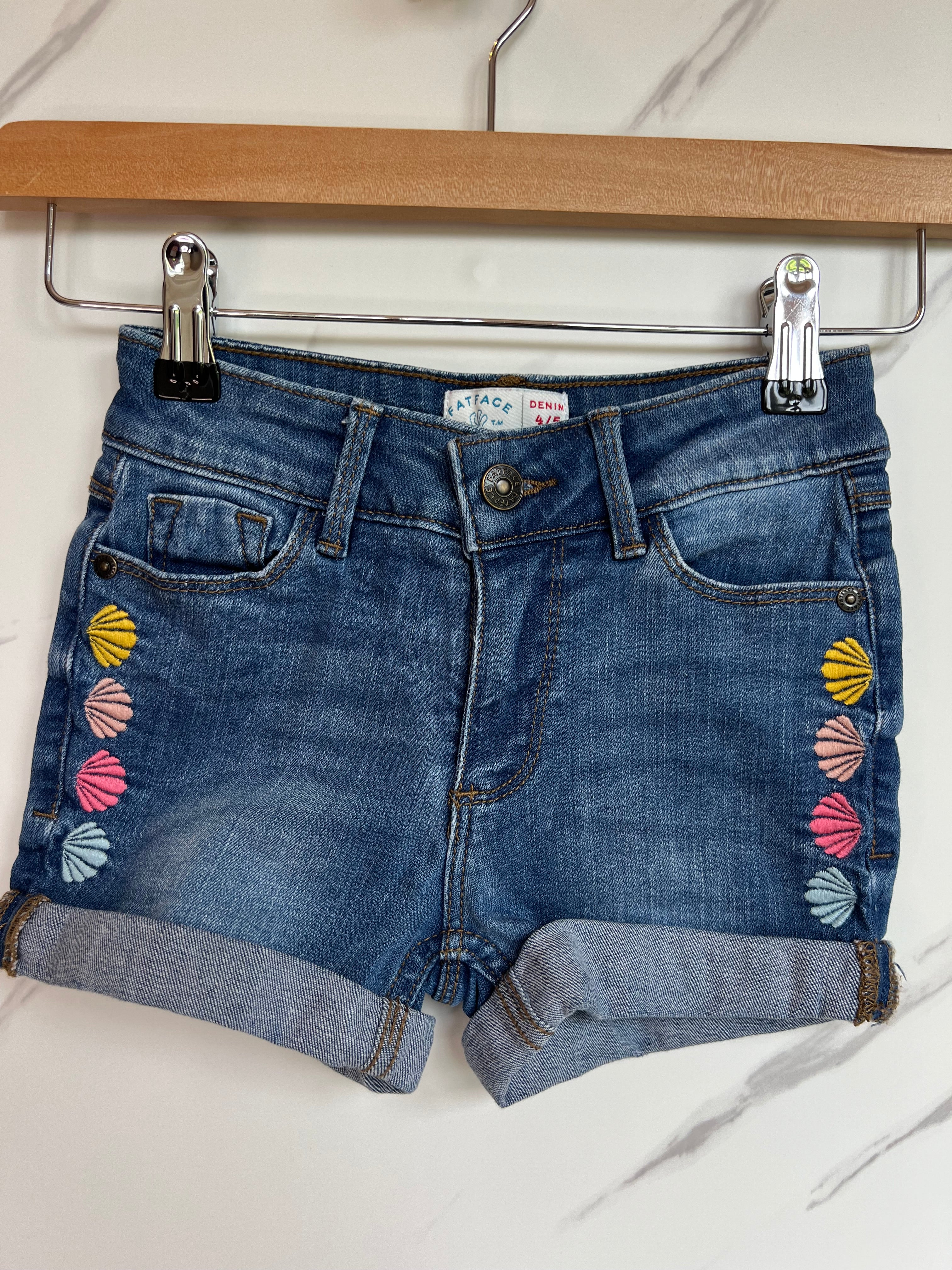 Fatface Embroidered Denim Shorts Age 4-5 Years