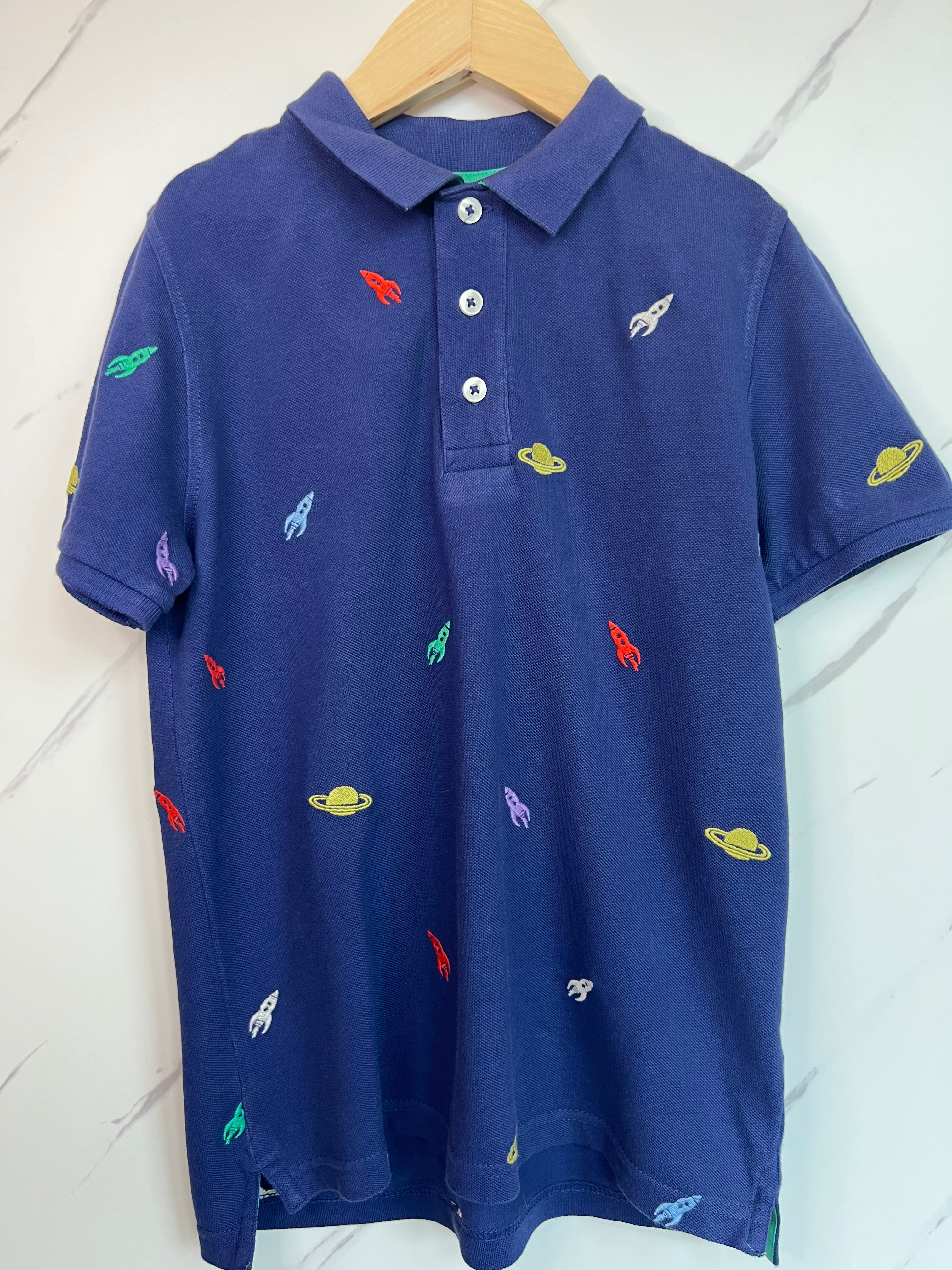 Boden Blue Rocket Polo Shirt Age 9-10 Years