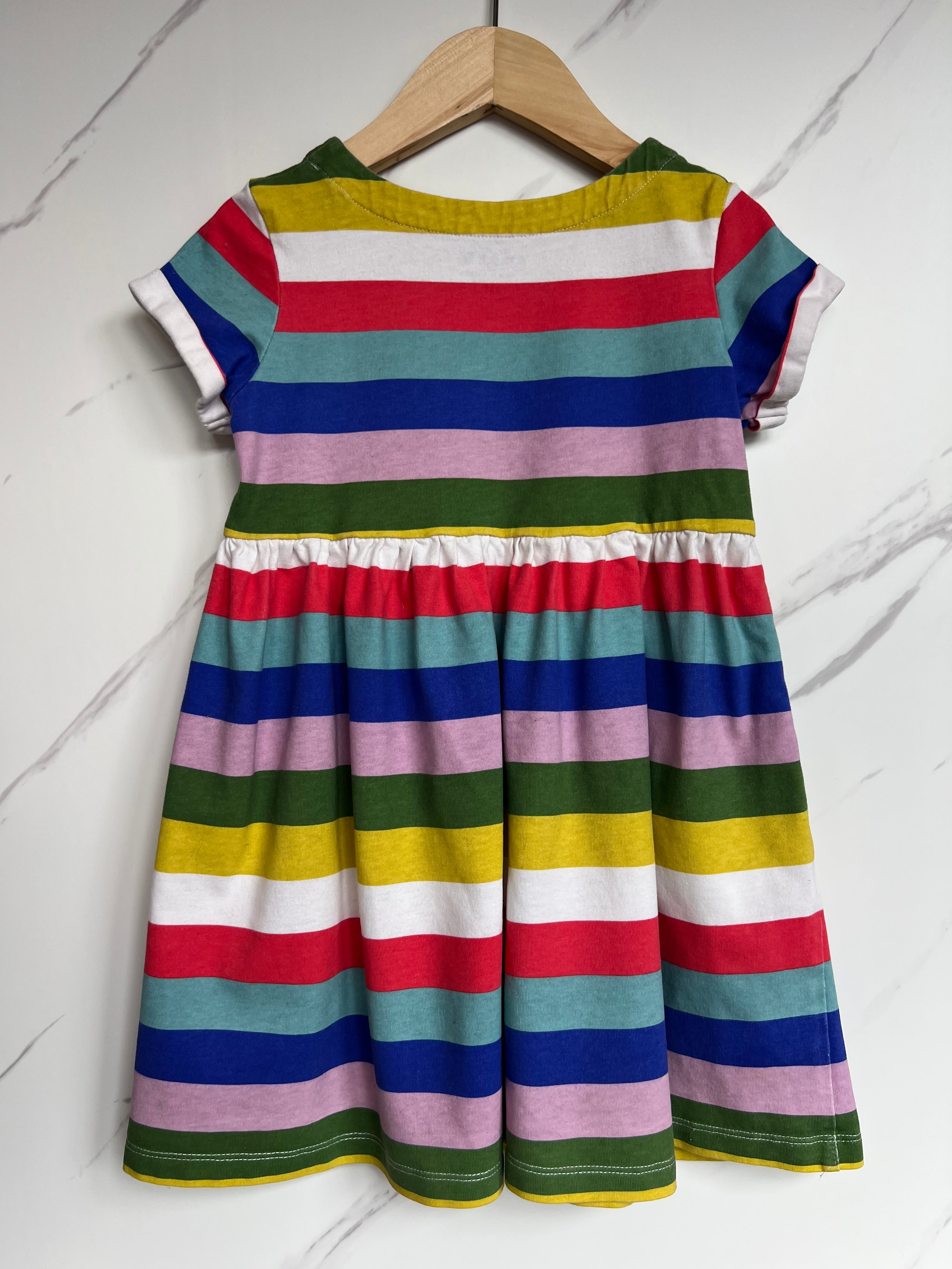 Boden Rainbow Stripes Flared Jersey Dress Age 5-6 Years