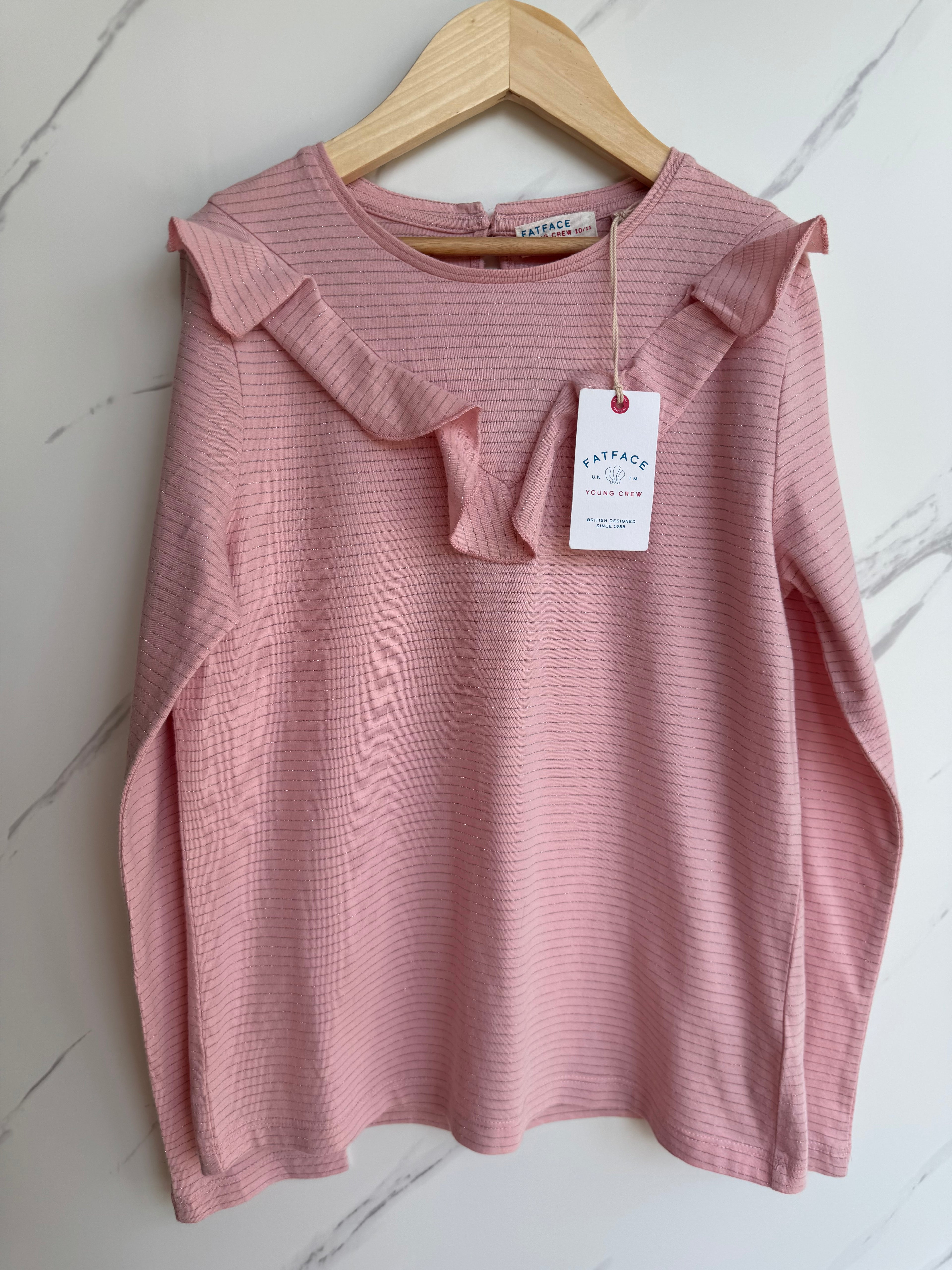 Fatface Pink and Gold Long Sleeved Top Age 10-11 Years