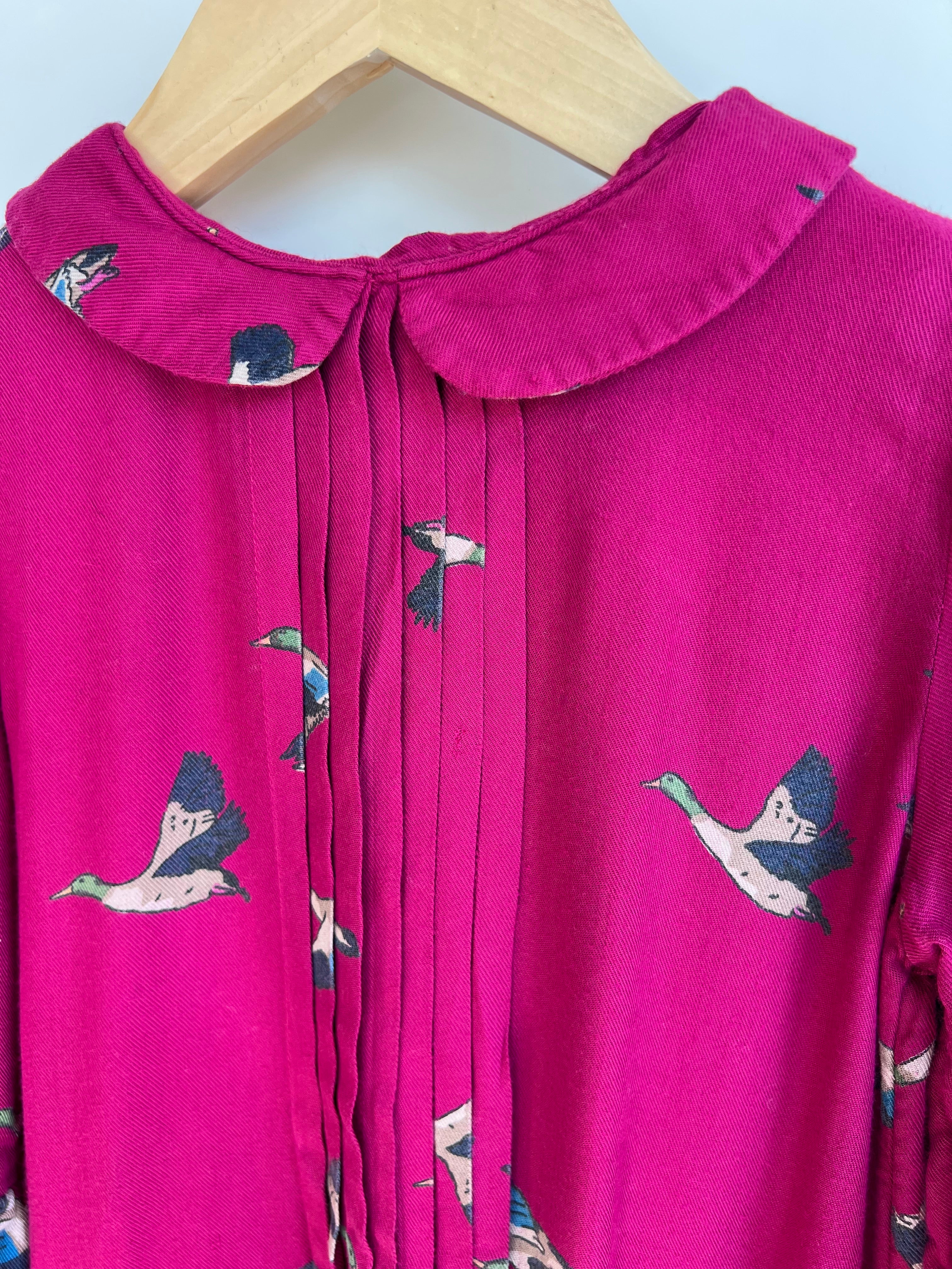 Joules Fuchsia Flying Ducks Dress Age 6-7 Years