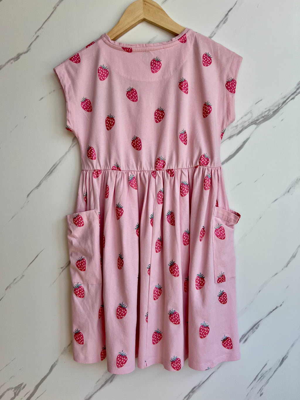 John Lewis Pink Strawberries Jersey Dress Age 9 Years