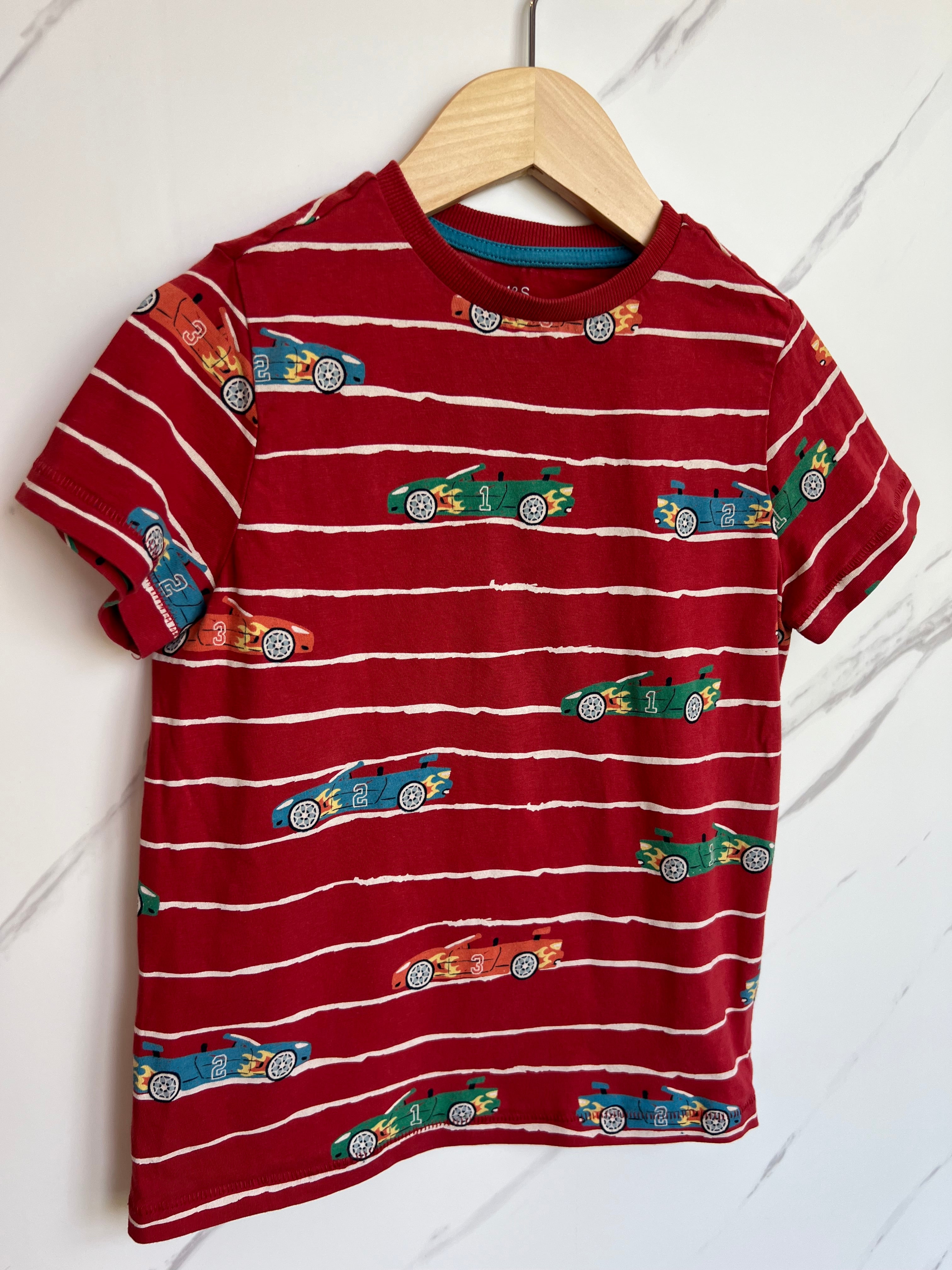 M&S Red Racing Car T-Shirt Age 6-7 Years