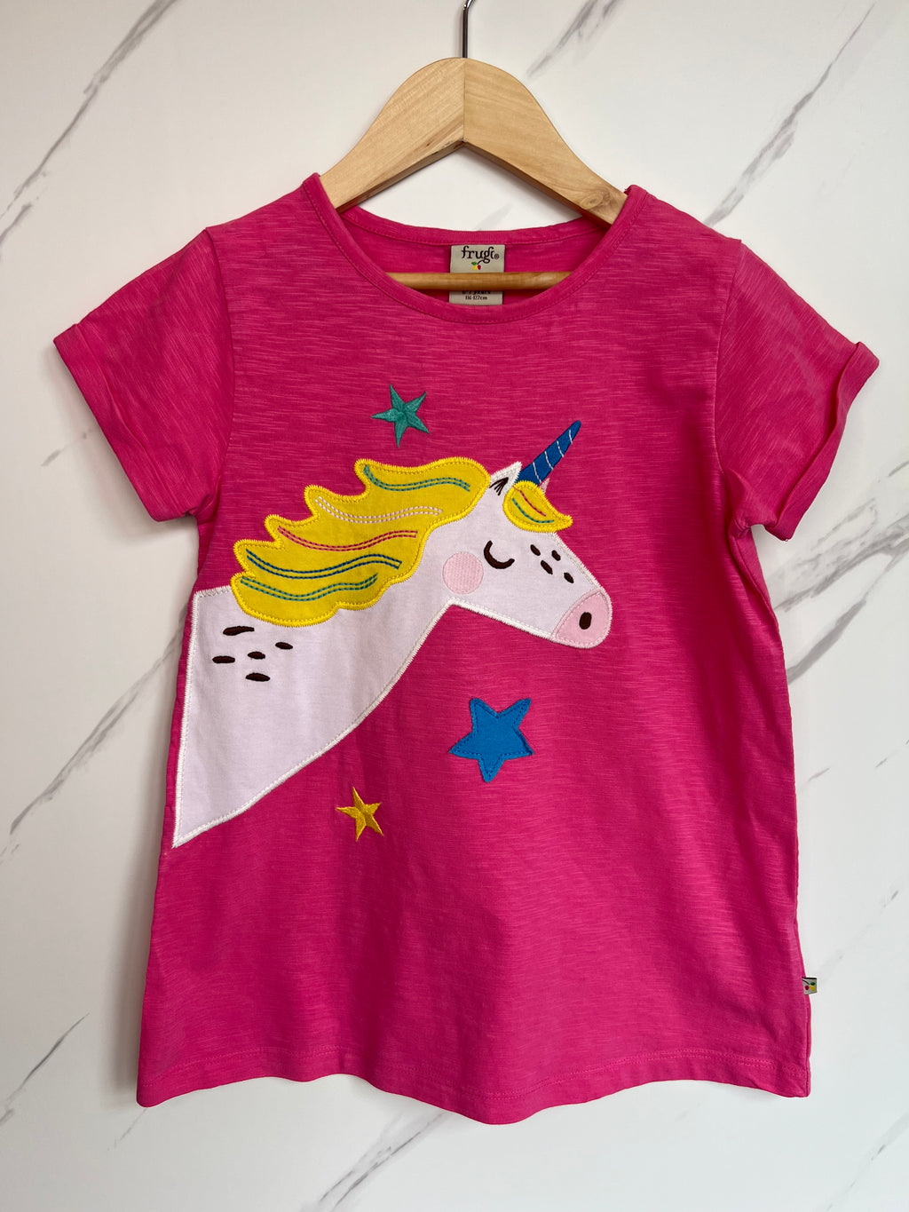 Frugi Pink Unicorn T-Shirt Age 6-7 Years